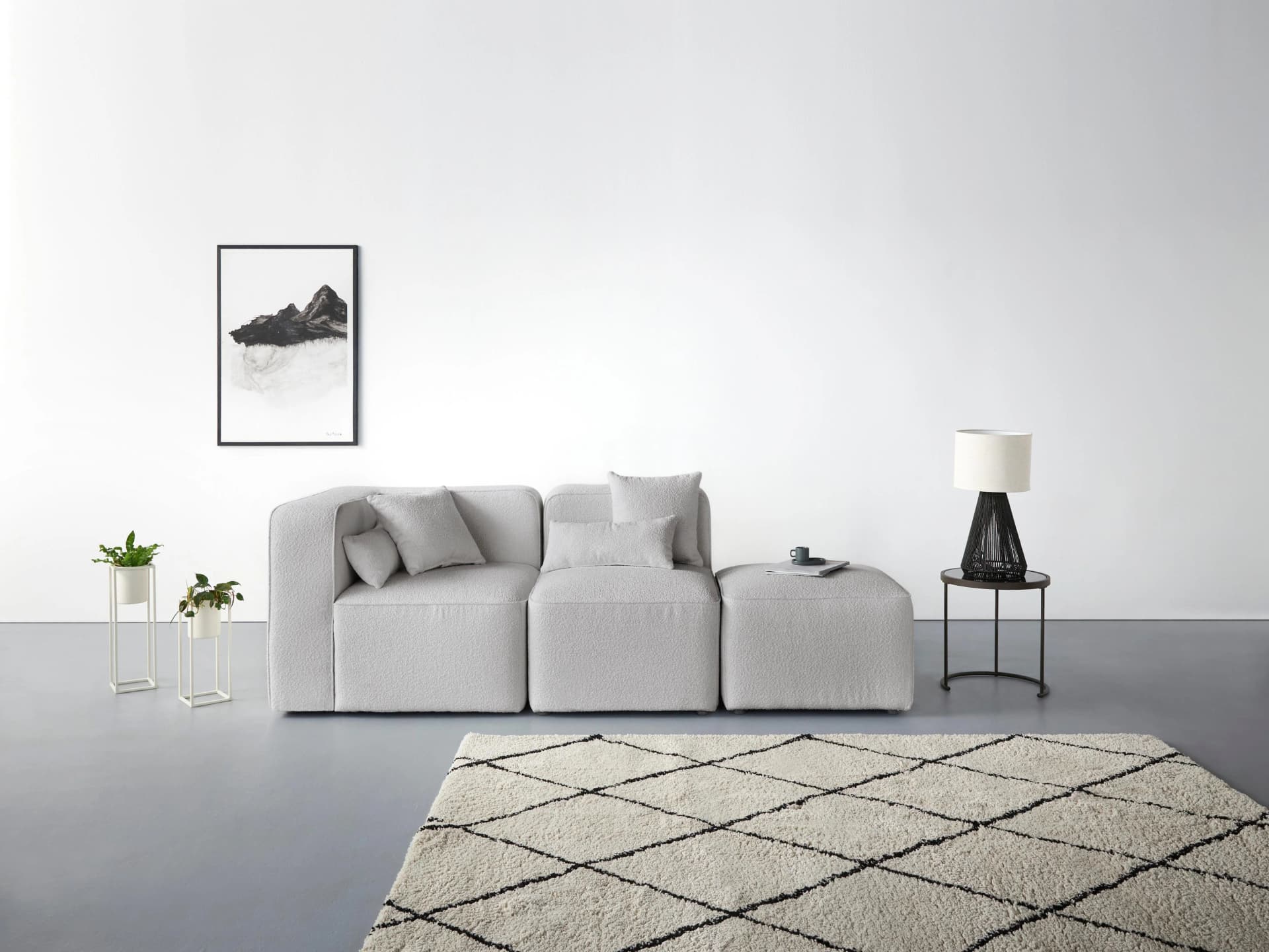 HOME AFFAIRE Sundstrup 3-Sitzer Sofa hellgrau Bouclé