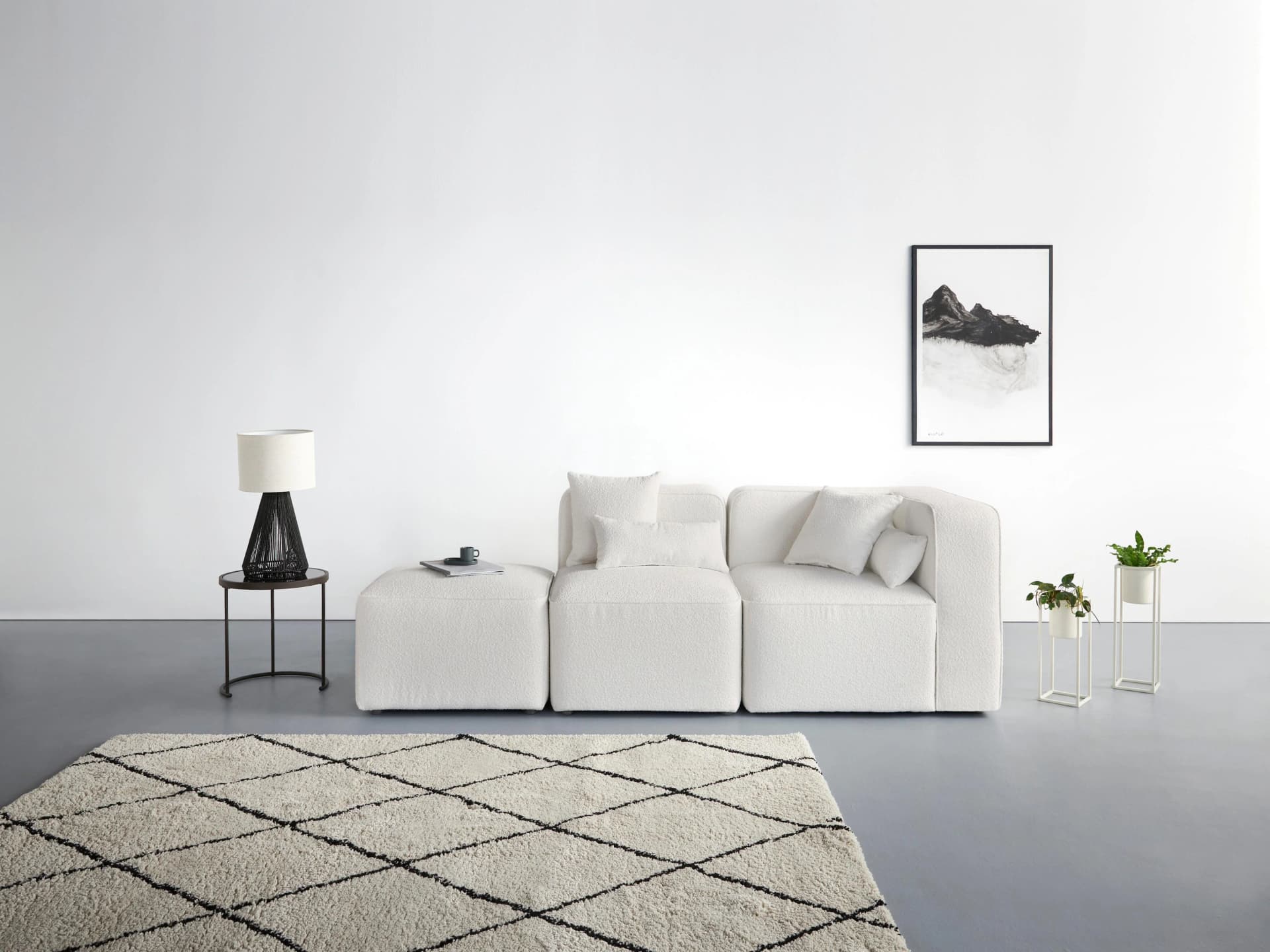 HOME AFFAIRE Sundstrup 3-Sitzer Sofa Beige Bouclé Modulserie