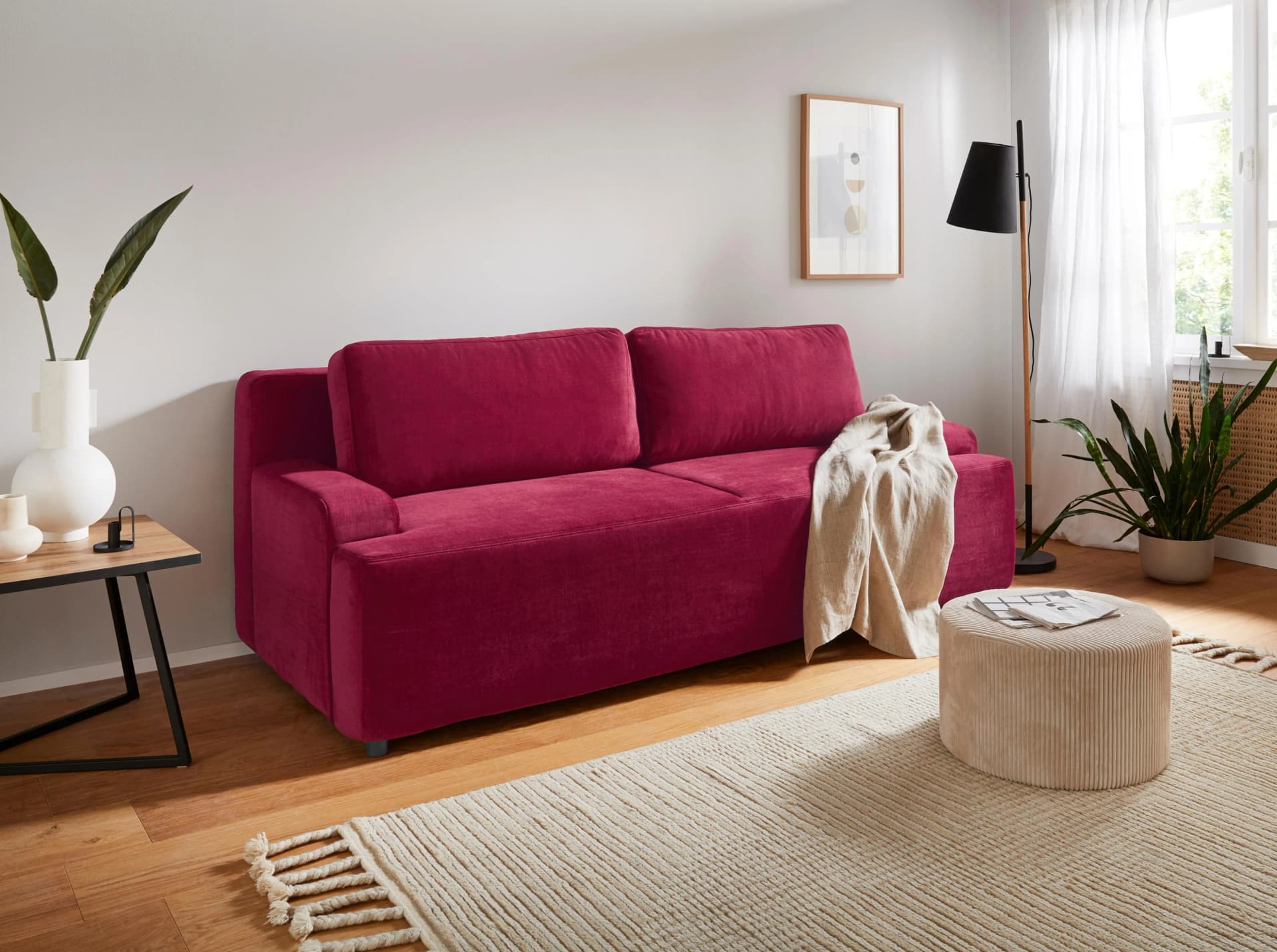 HOME AFFAIRE Schlafsofa Halbschlaf Bordeaux mit Bettkasten