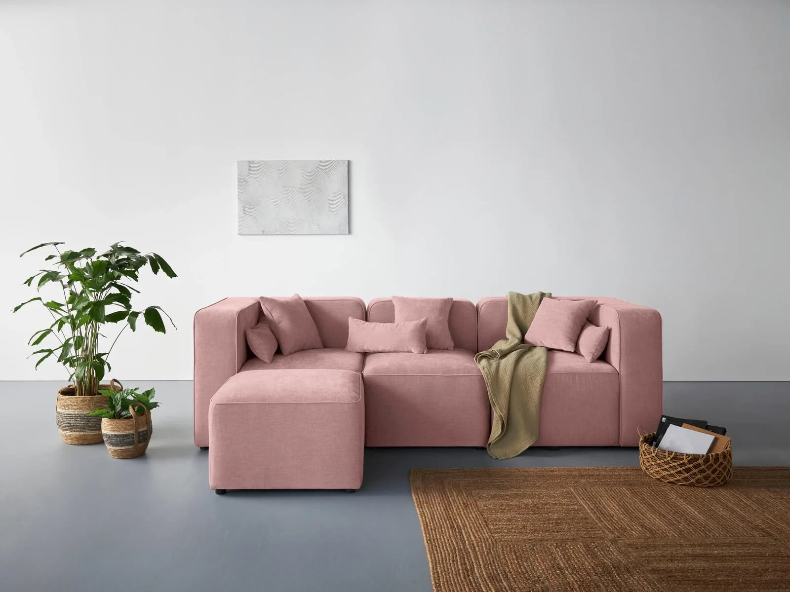 Home Affaire 3-Sitzer Sofa Sundstrup L-Form Rosa