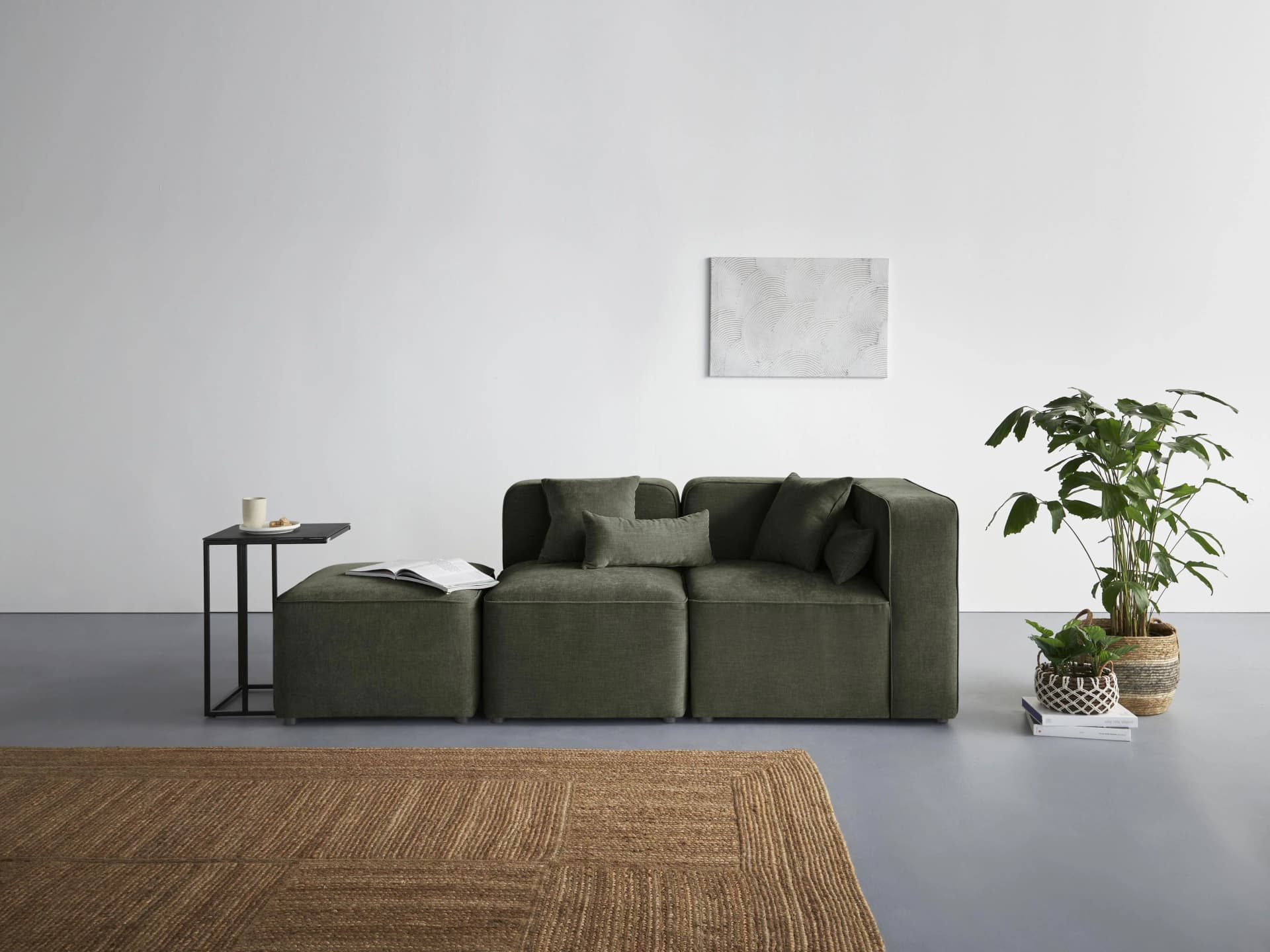 HOME AFFAIRE Sundstrup 3-Sitzer Sofa Grün Samtoptik