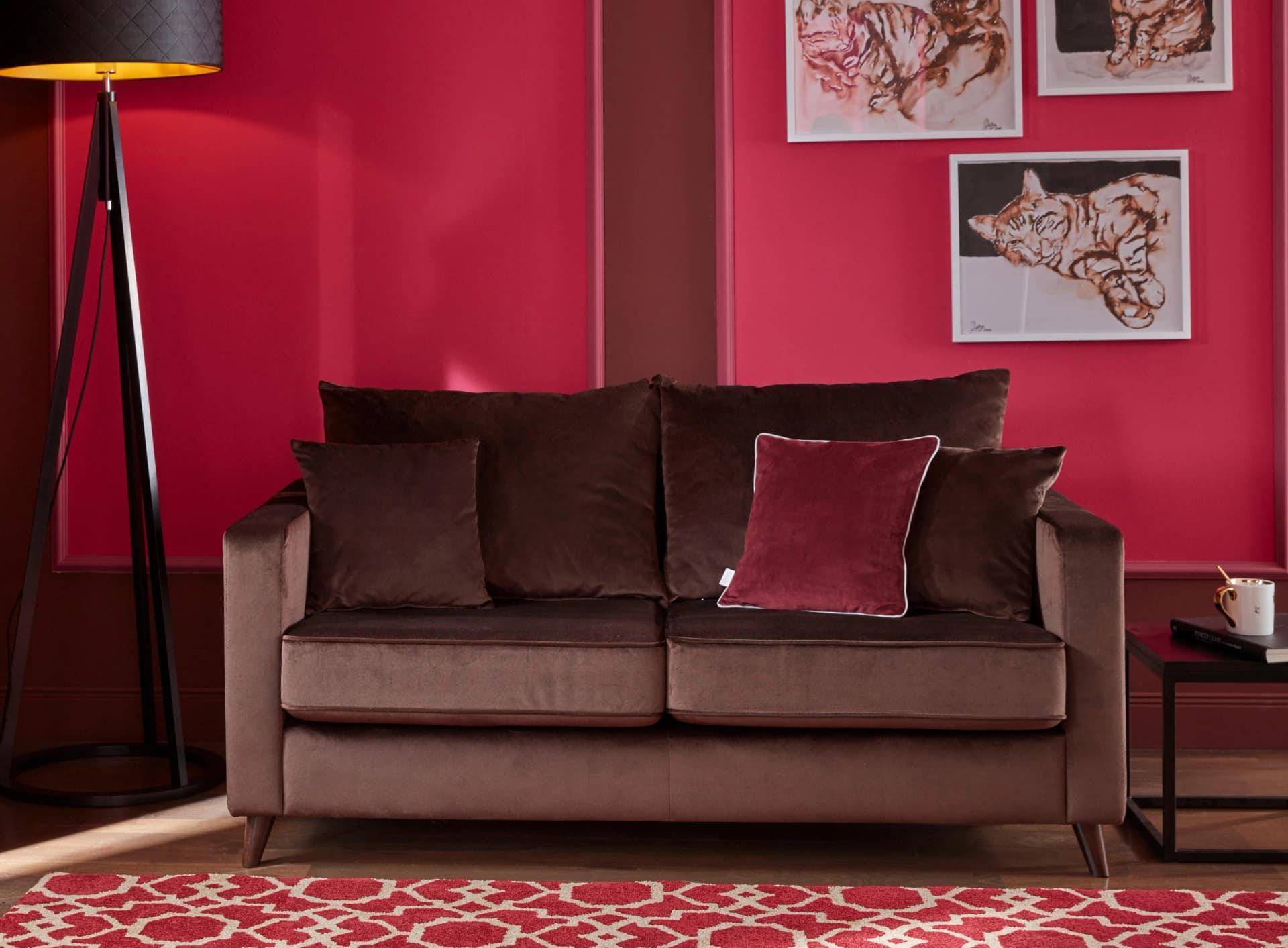 HOME AFFAIRE Renesse 2-Sitzer Sofa Espresso Samtvelours
