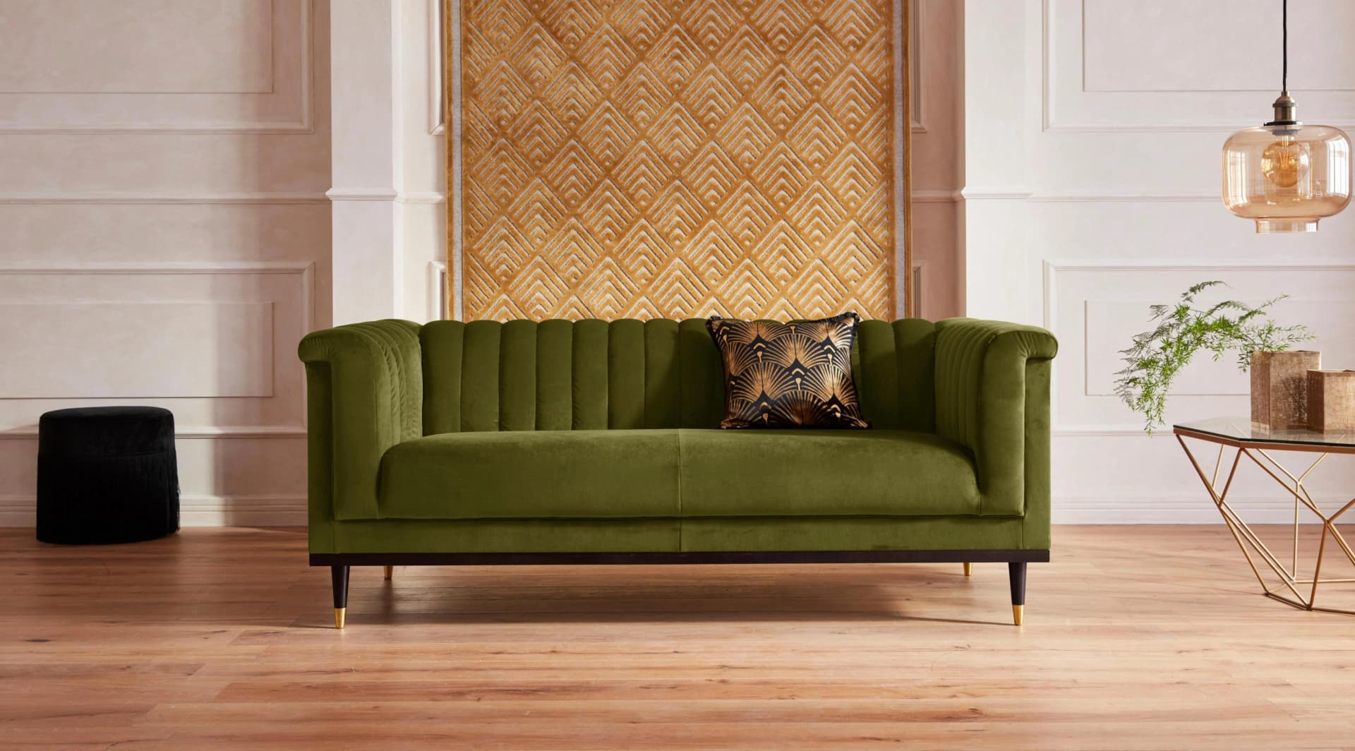 HOME AFFAIRE Chamby 2-Sitzer Sofa Limegrün Microfaser Lederoptik