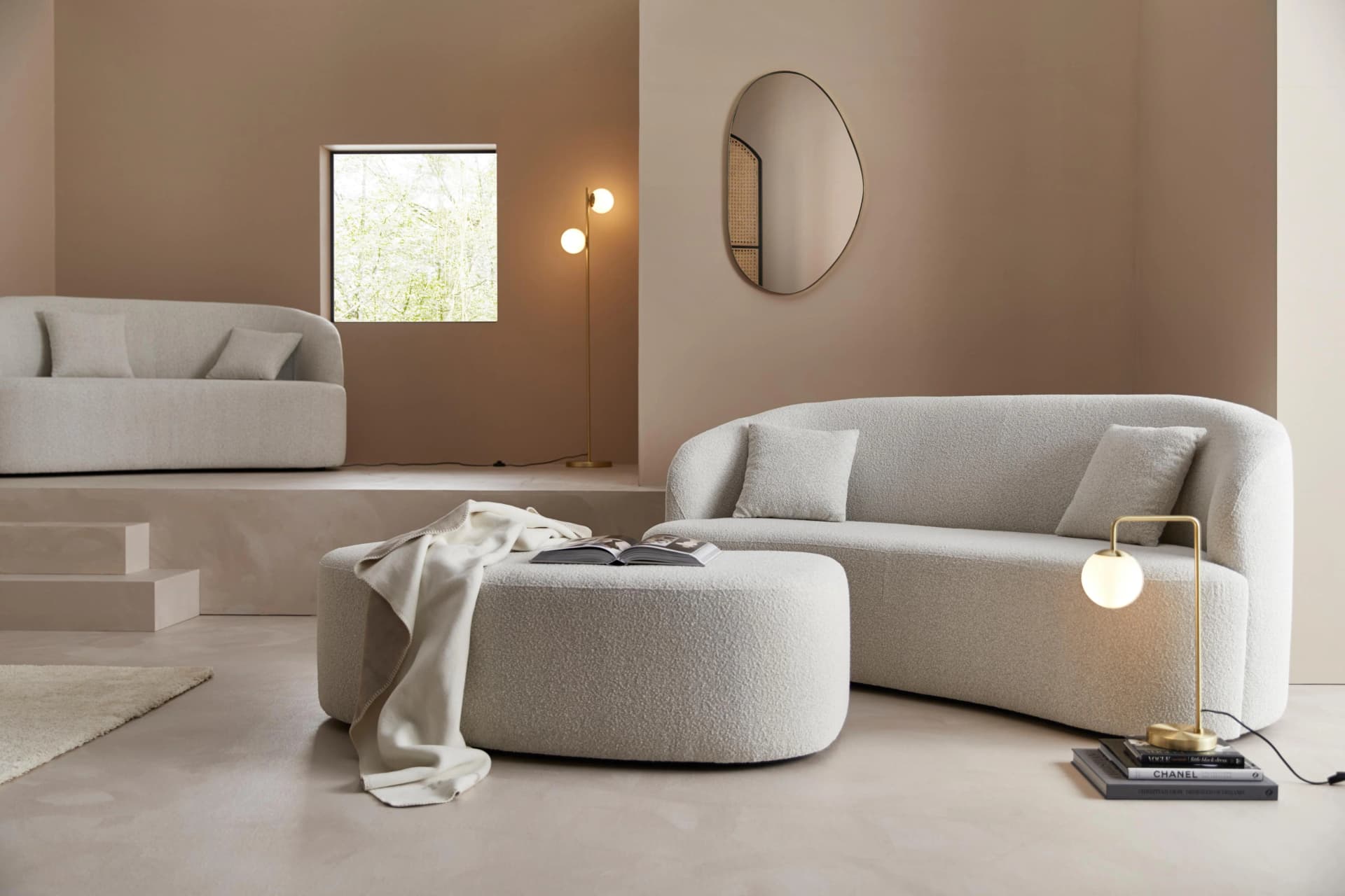 LeGer Home Dilara 2-Sitzer Sofa Beige Bouclé