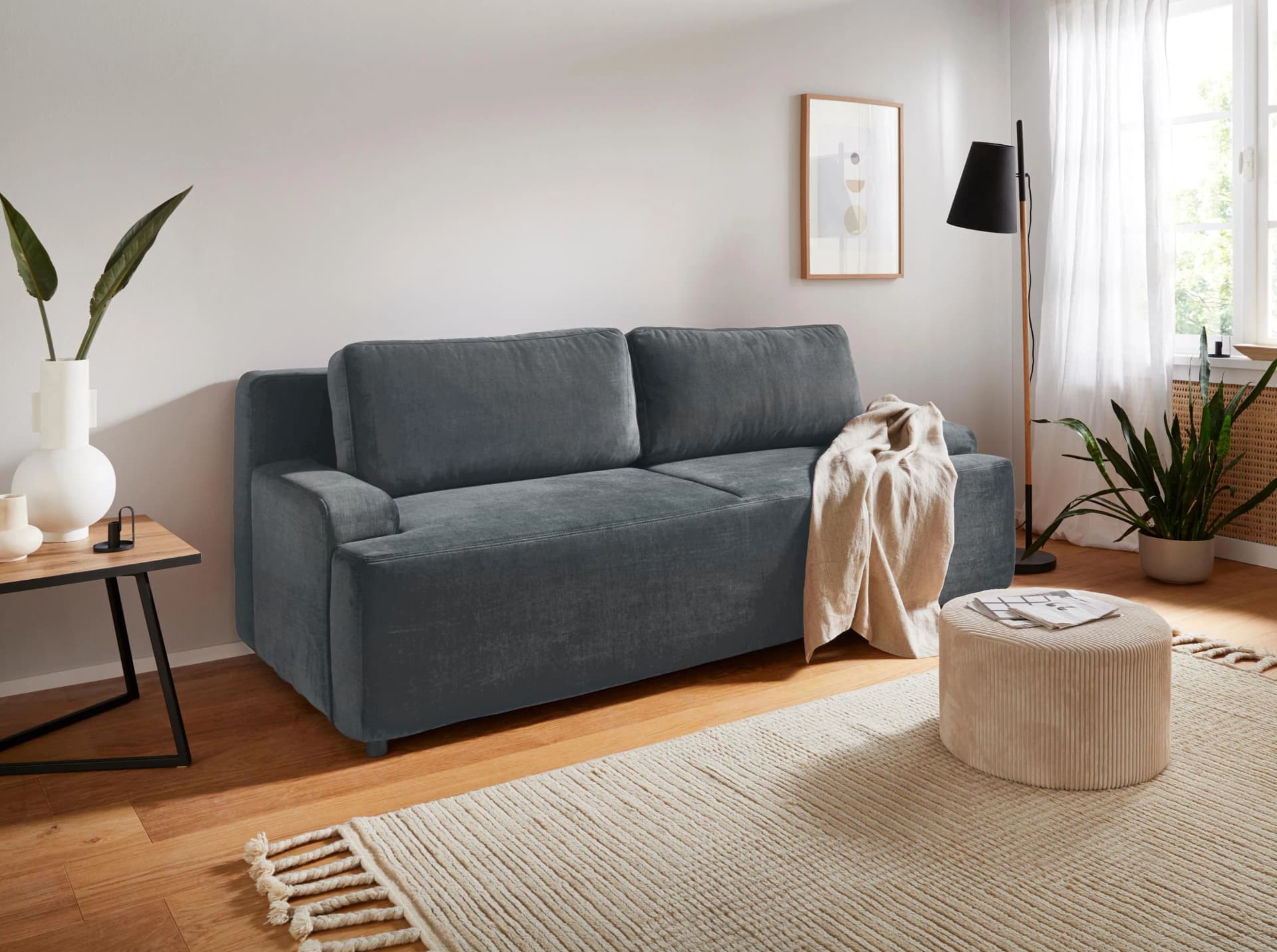Schlafsofa HOME AFFAIRE Halbschlaf Blau Bettkasten