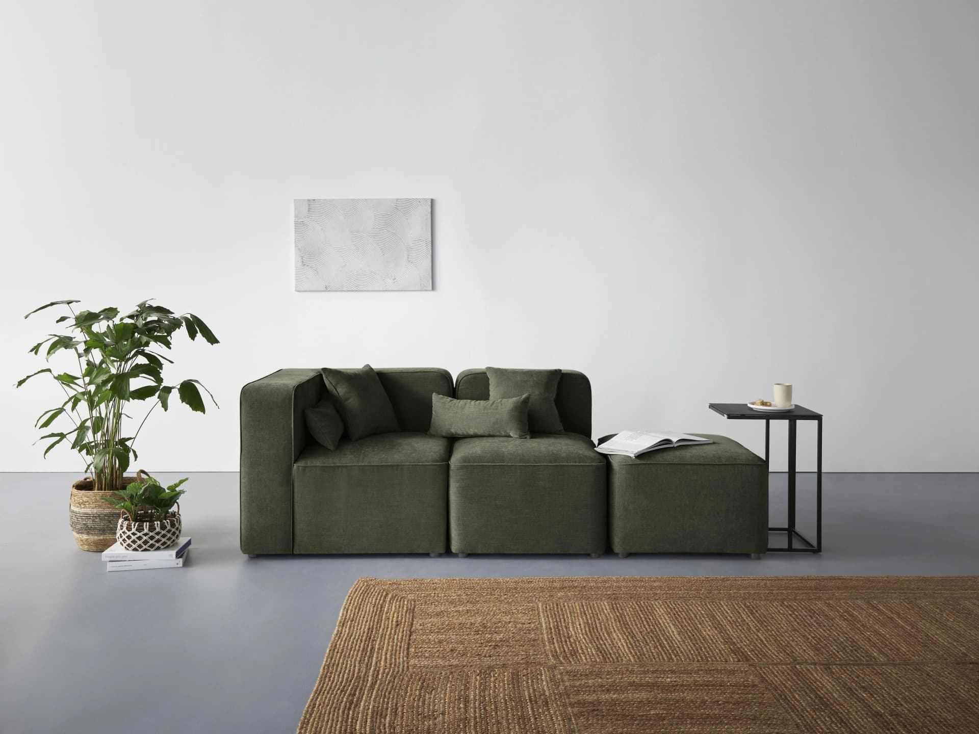 HOME AFFAIRE Sundstrup 3-Sitzer Sofa Grün Samtoptik