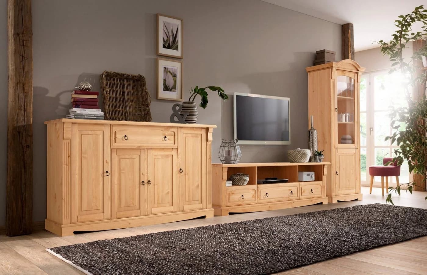 OTTO HOME Vitrine Anna Massivholz Kiefer Beige