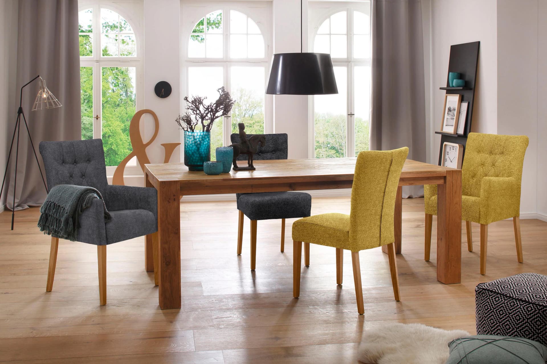 HOME AFFAIRE Polsterstuhl Queen Senf/Natur mit Knopfheftung