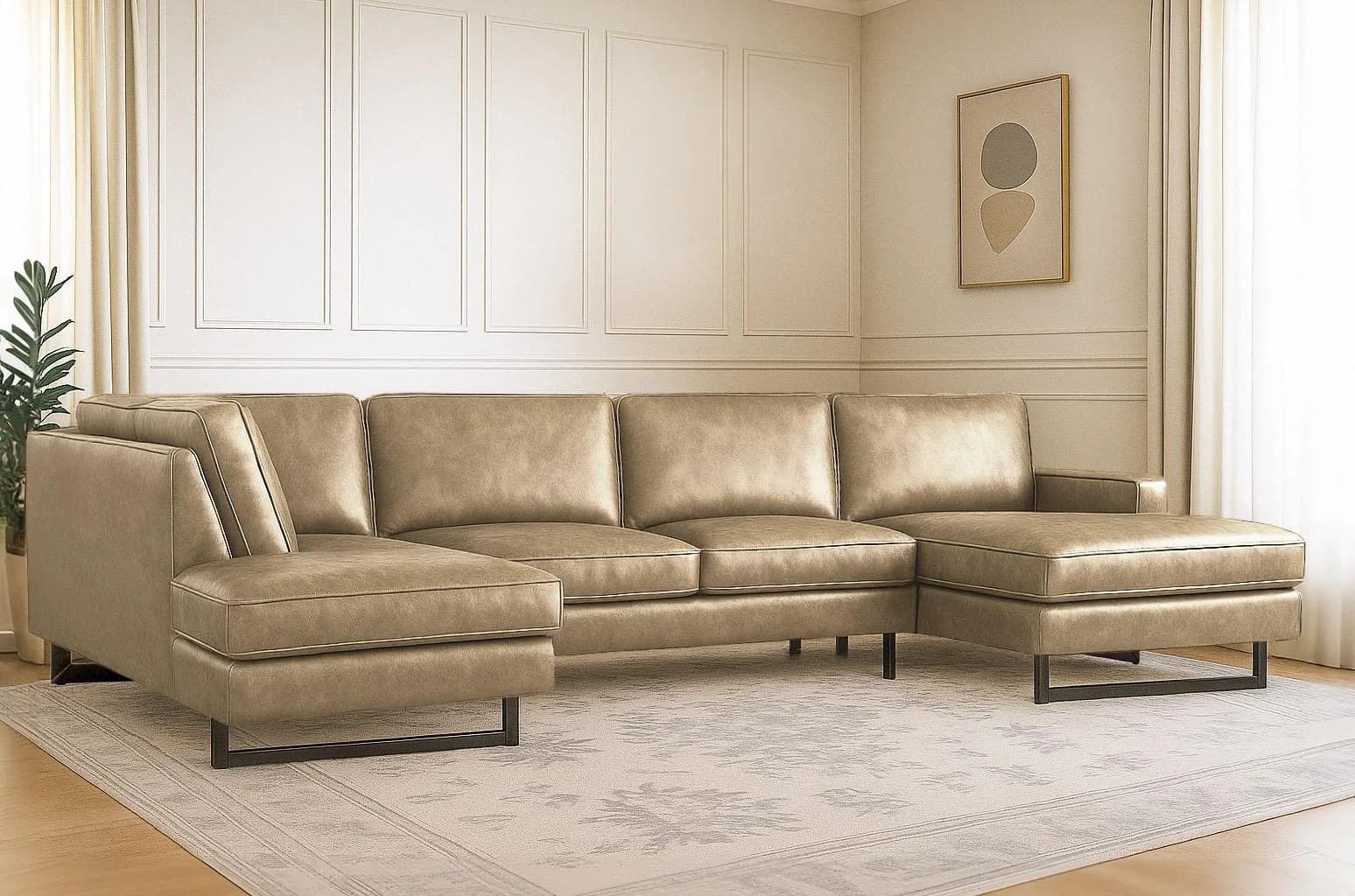 HOME AFFAIRE Pinto Wohnlandschaft U-Form Beige mit Ottomanen