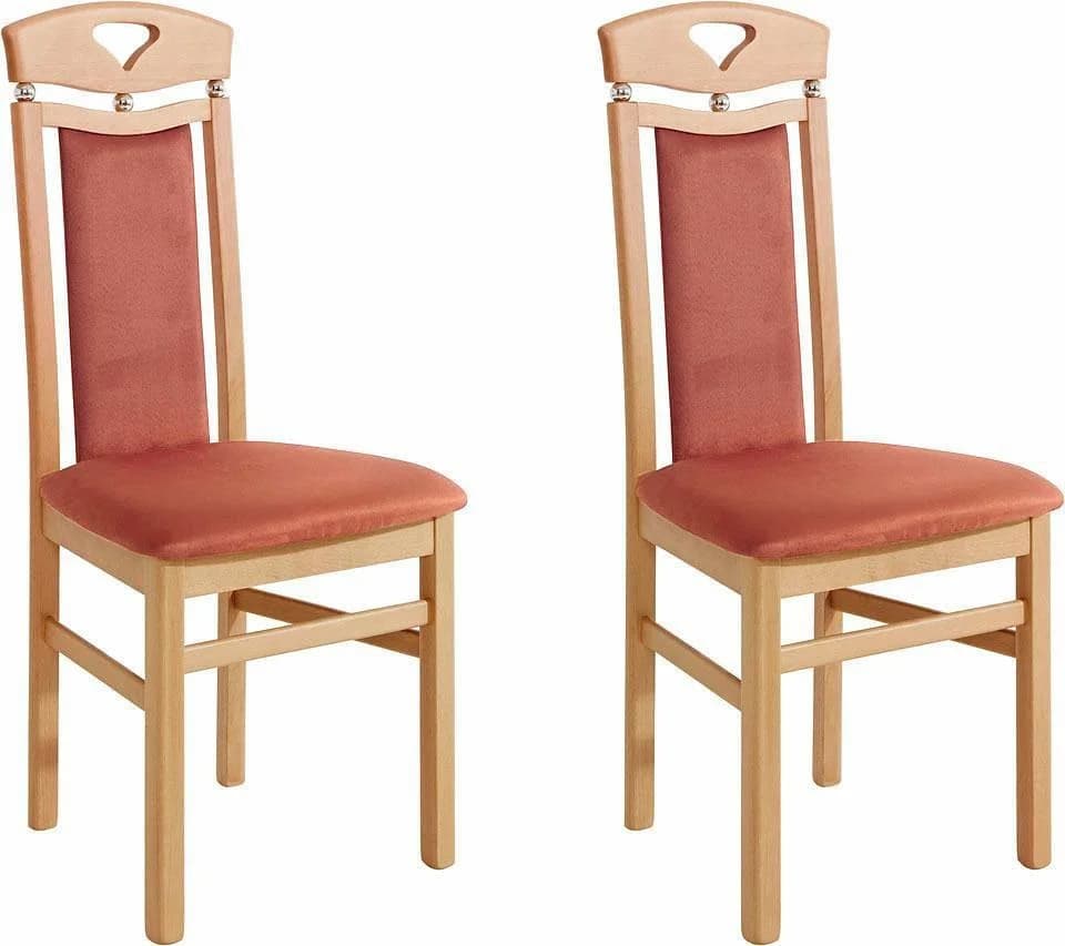 Home Affaire Berta Küchenstuhl 2er Set Orange Buche Massivholz