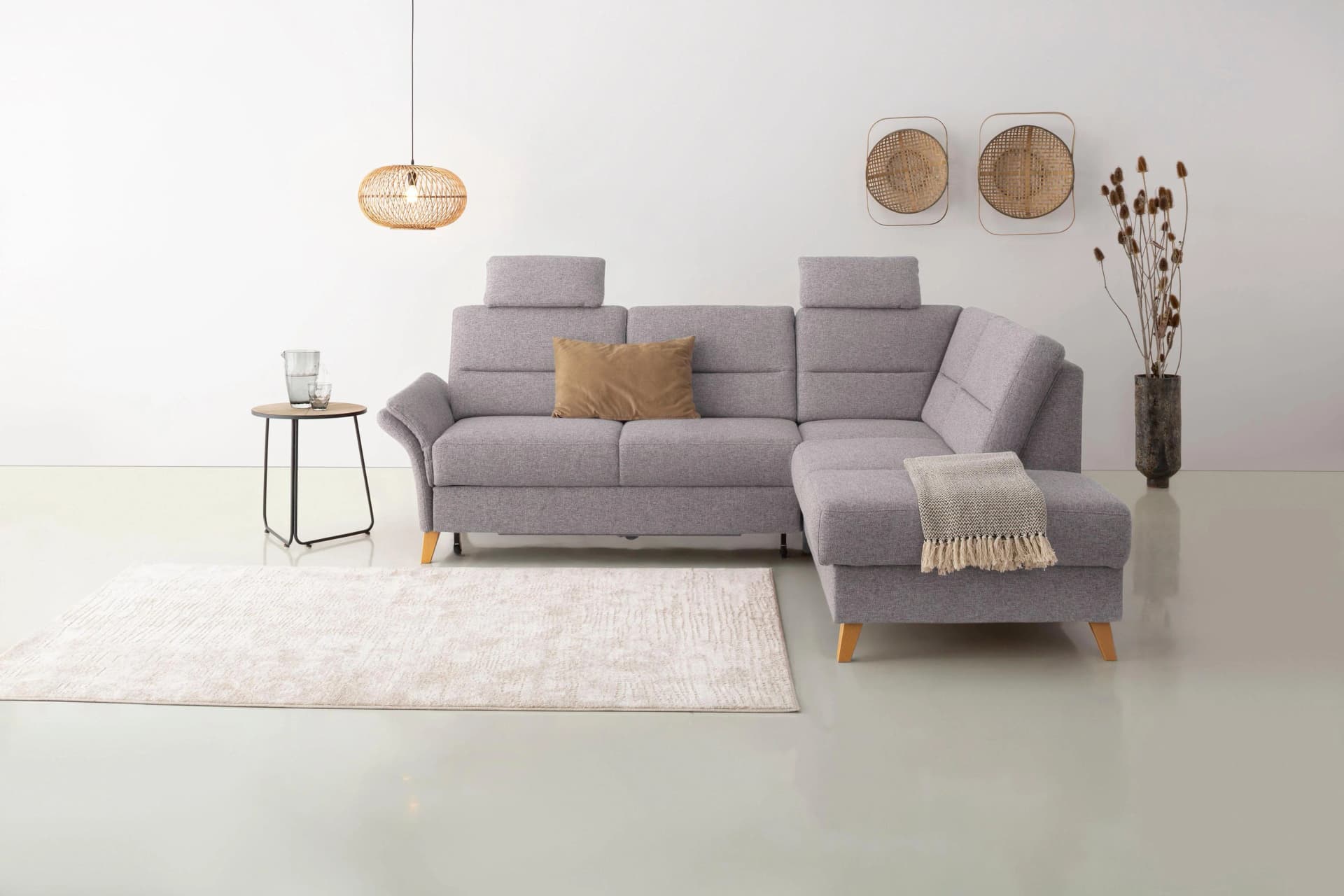 HOME AFFAIRE Ecksofa Westerland L-Form Silber mit Bettfunktion