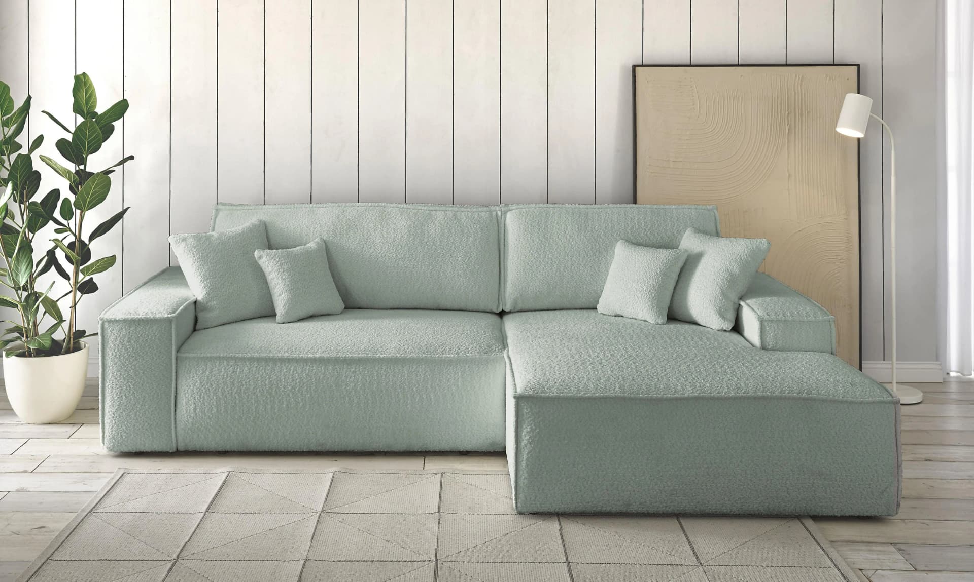 OTTO HOME Finnley Ecksofa L-Form Mintgrün mit Bettkasten