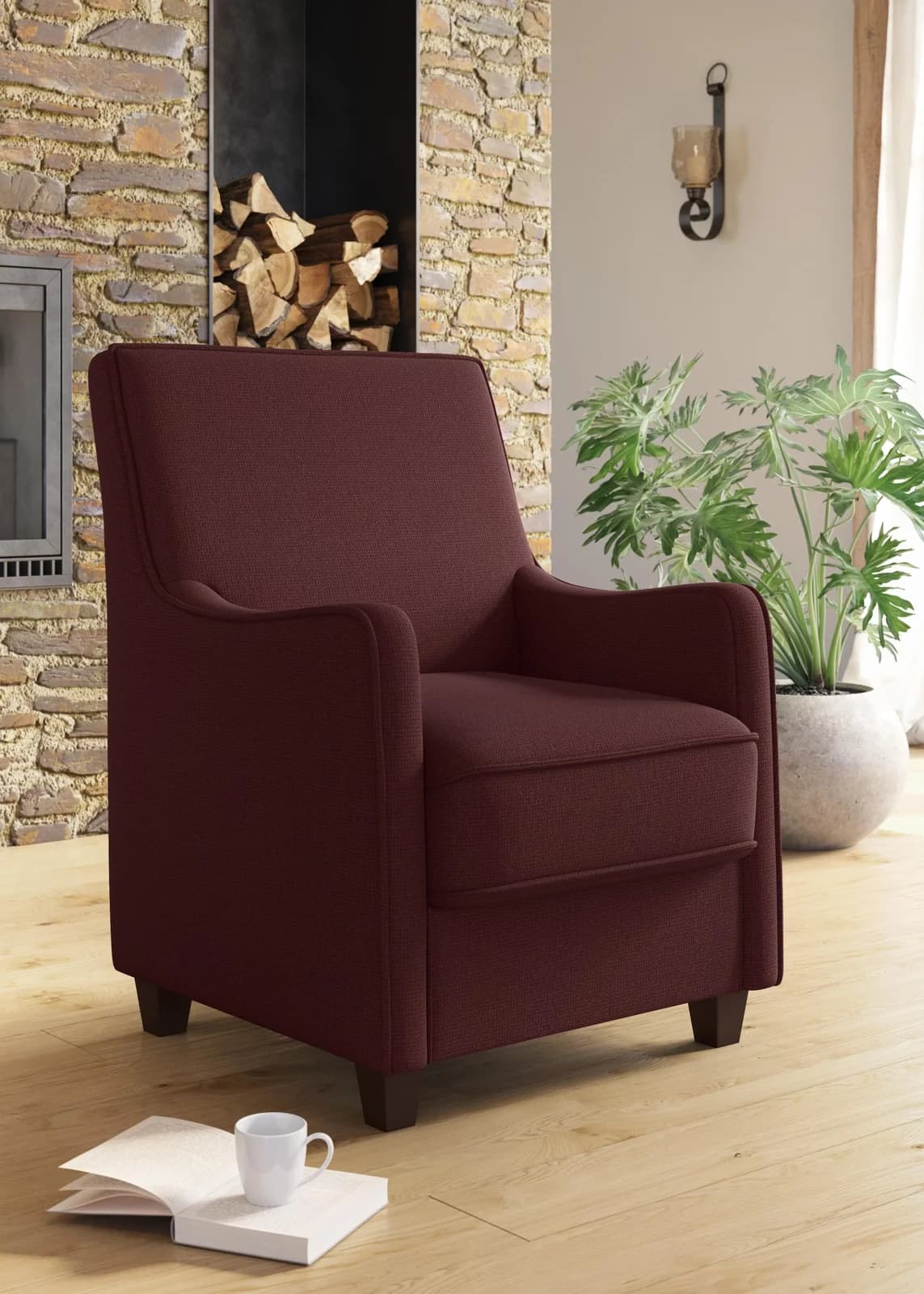 Sessel HOME AFFAIRE County Lila Luxus-Microfaser Federkern