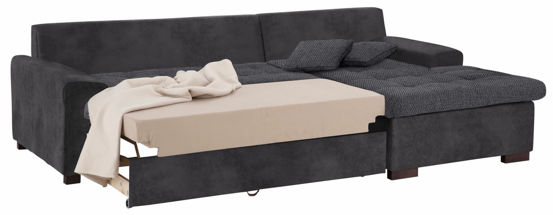 HOME AFFAIRE Ecksofa Föhr L-Form Schwarz Anthrazit mit Bettfunktion