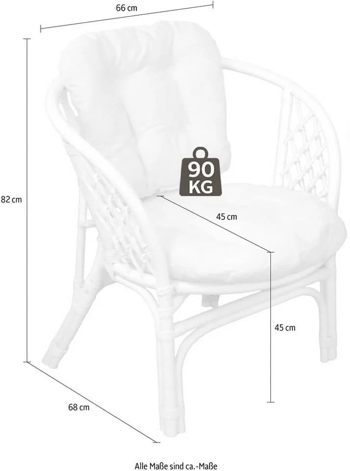 Home affaire Rattansessel 2er-Set Weiß Lackiert