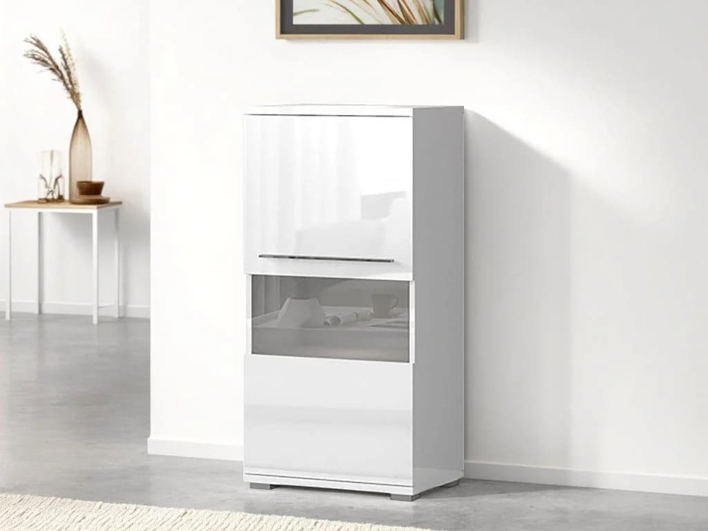OTTO HOME Piano Vitrine Highboard Weiß Hochglanz Soft-Close