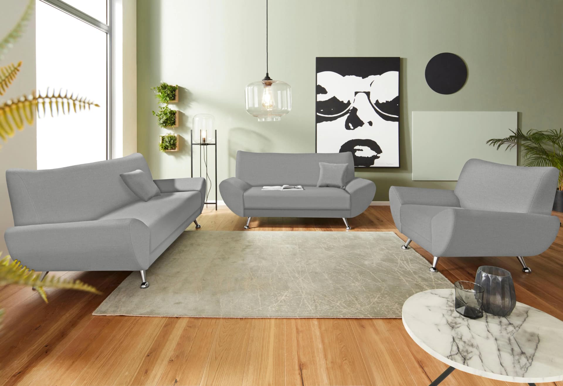 HOME AFFAIRE Polstergarnitur Saltare Grau 3-2-1 Modern