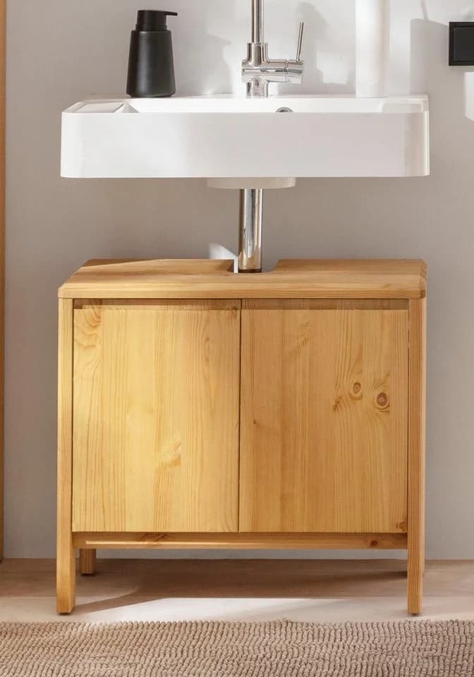 OTTO PRODUCTS Jorrick Waschbeckenunterschrank Massivholz Kiefer Beige