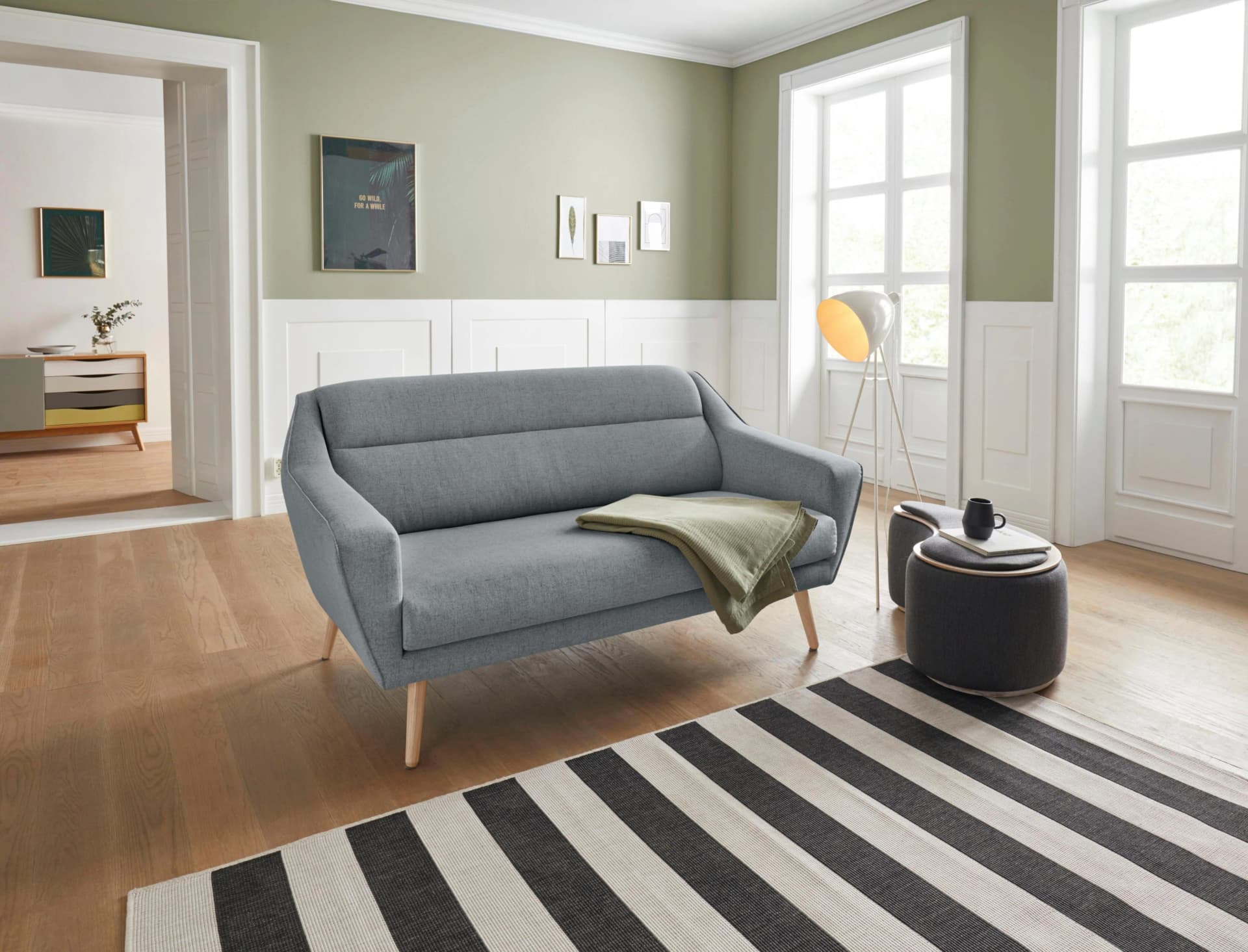 OTTO HOME Sofa Bille 2-Sitzer Mint Grün Microfaser Eiche