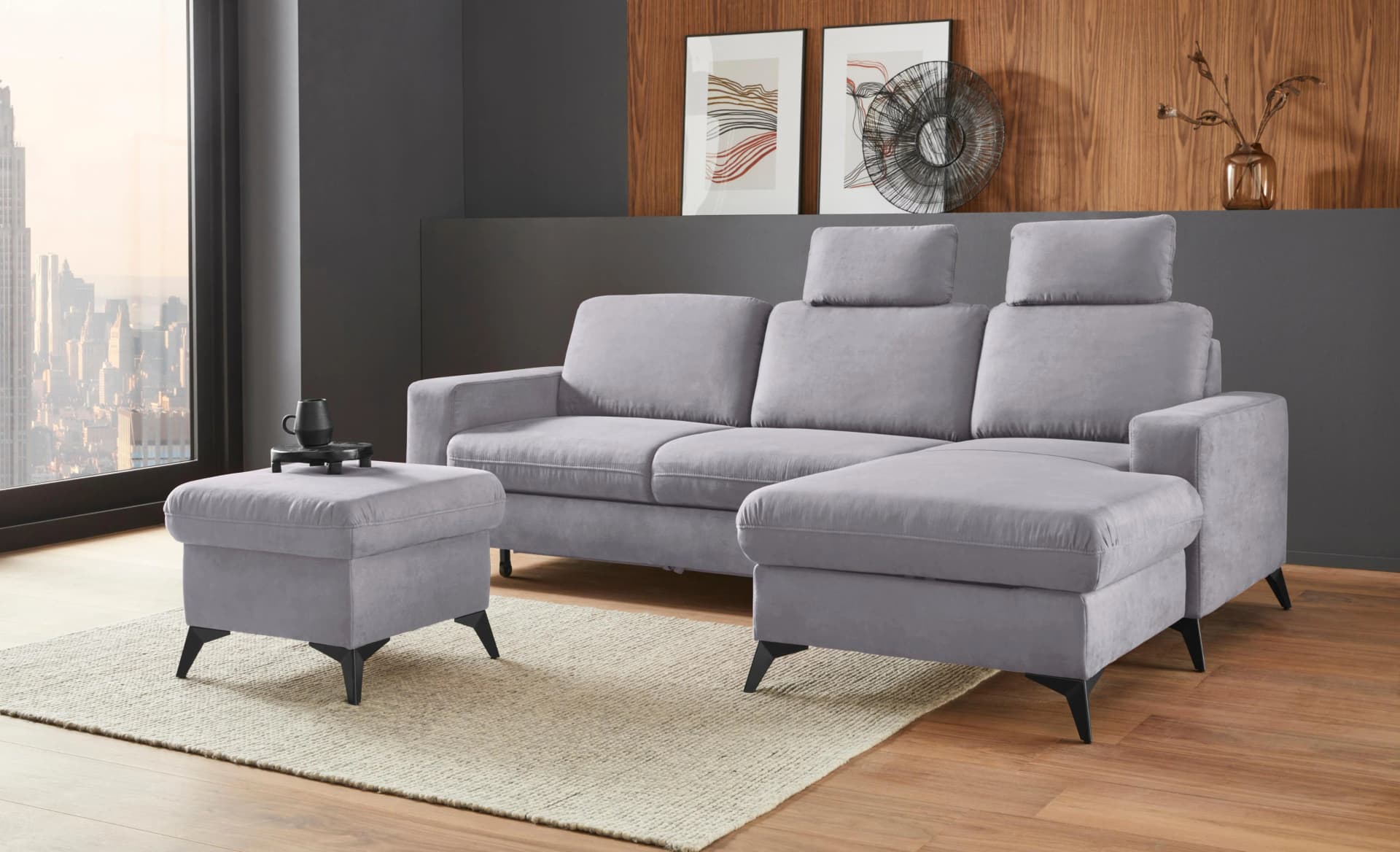 HOME AFFAIRE Stauraumhocker Lolland Grau Microfaser
