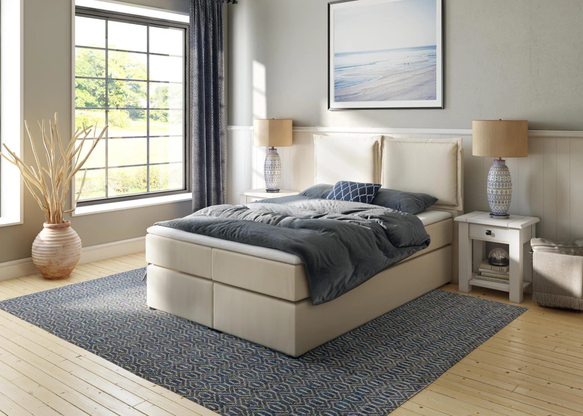 HOME AFFAIRE Boxspringbett Lysann Beige 5-fach verstellbar