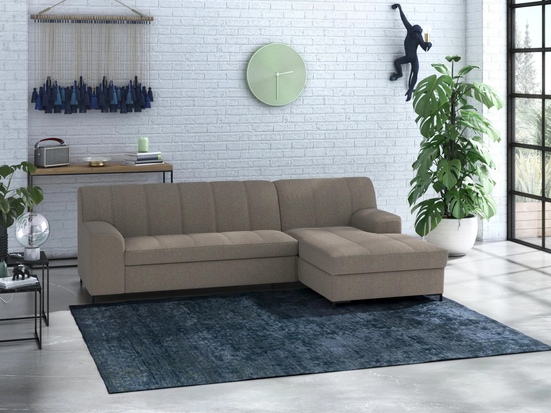 HOME AFFAIRE Ecksofa Balme L-Form Grau Polyester