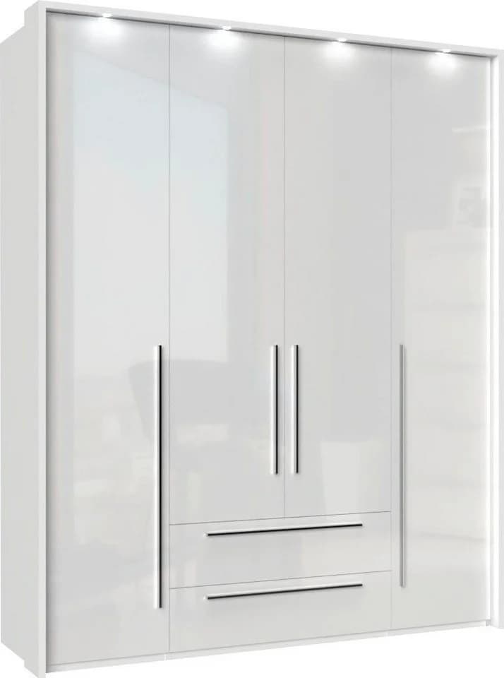 OTTO HOME Piano Drehtürenschrank Weiß Hochglanz mit LED und Soft-Close