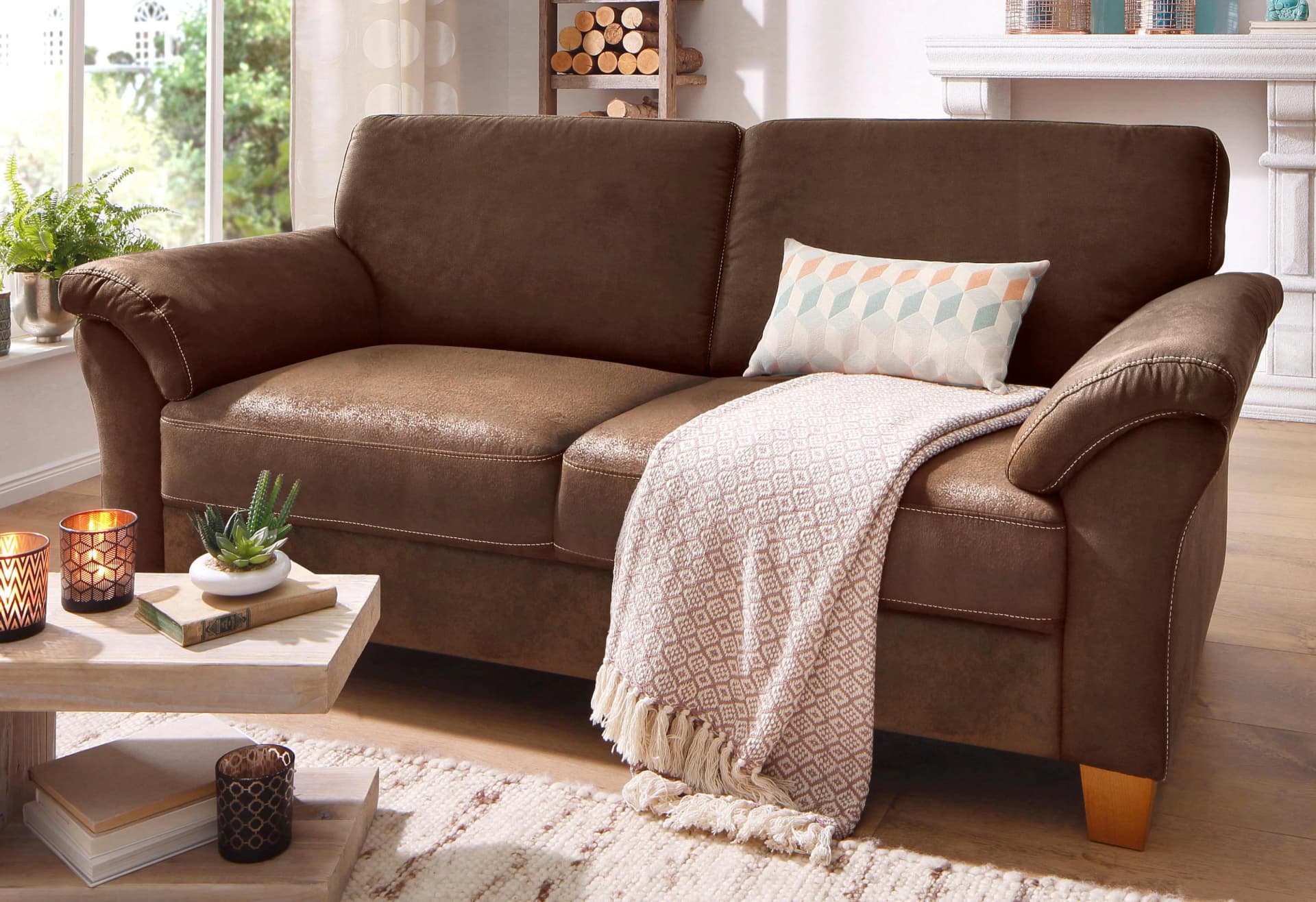 HOME AFFAIRE 3-Sitzer Sofa Borkum schoko Microfaser