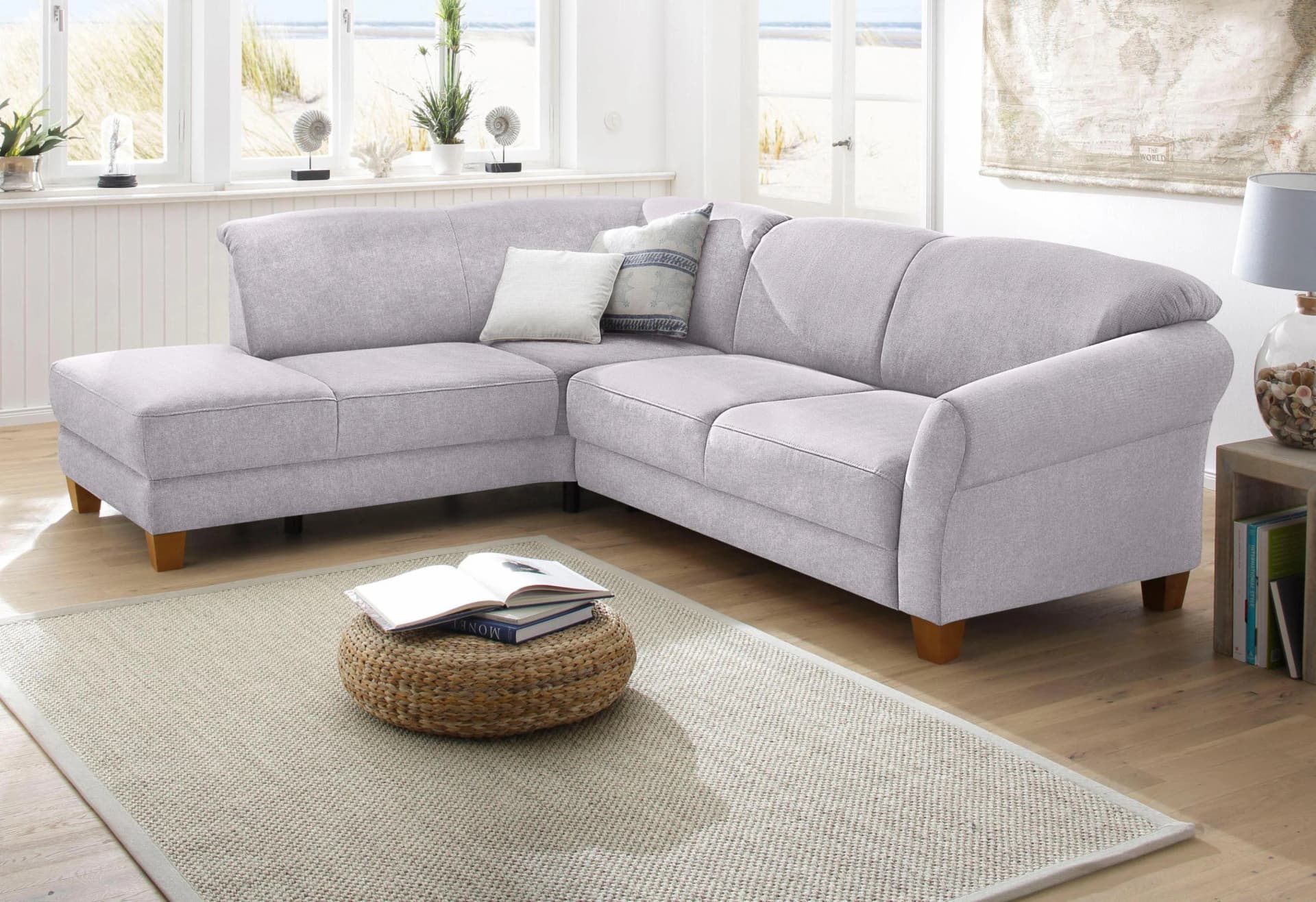 HOME AFFAIRE Ecksofa Gotland L-Form Grau Luxus-Microfaser