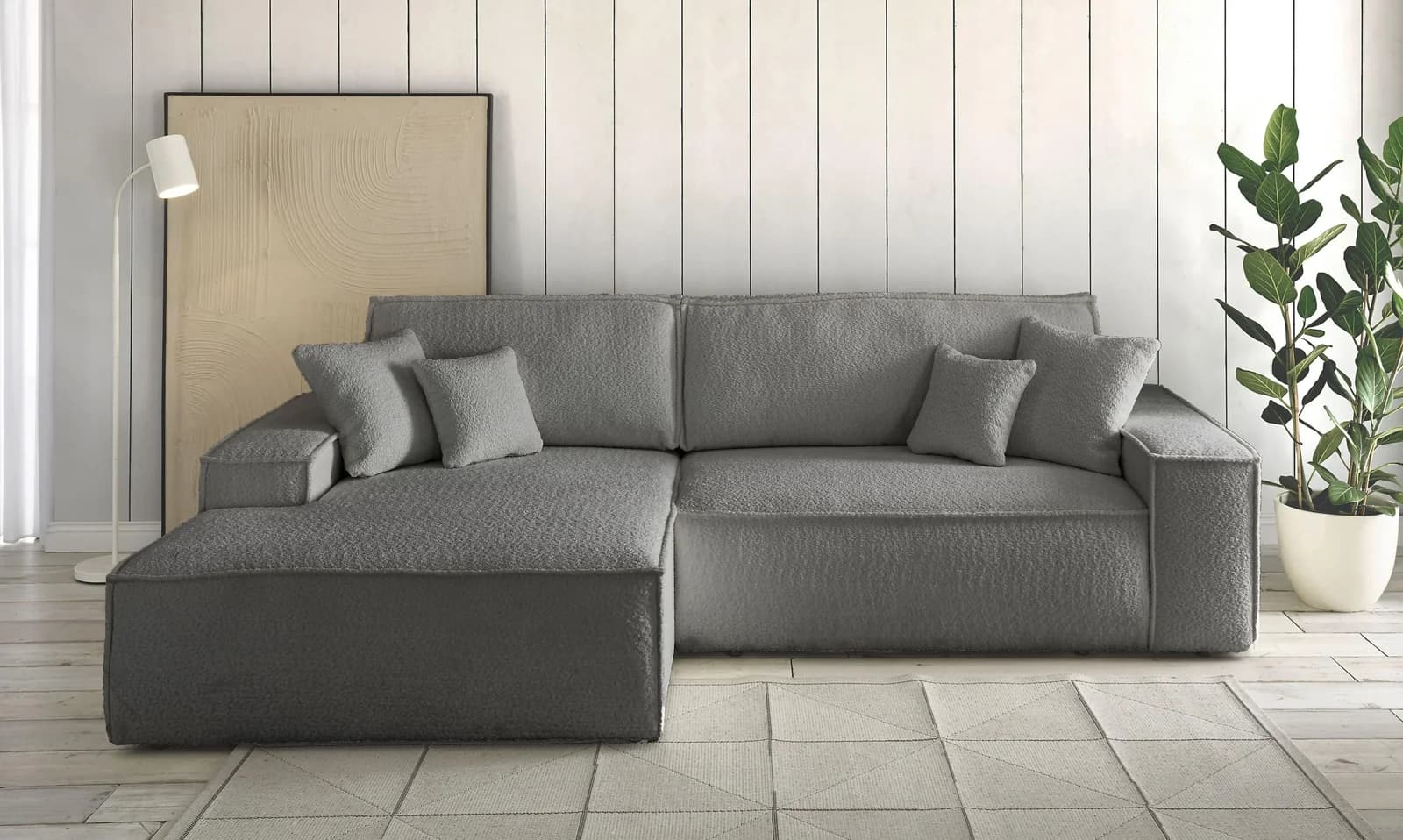 OTTO HOME Finnley Ecksofa L-Form Hellgrau mit Schlafsofa-Funktion
