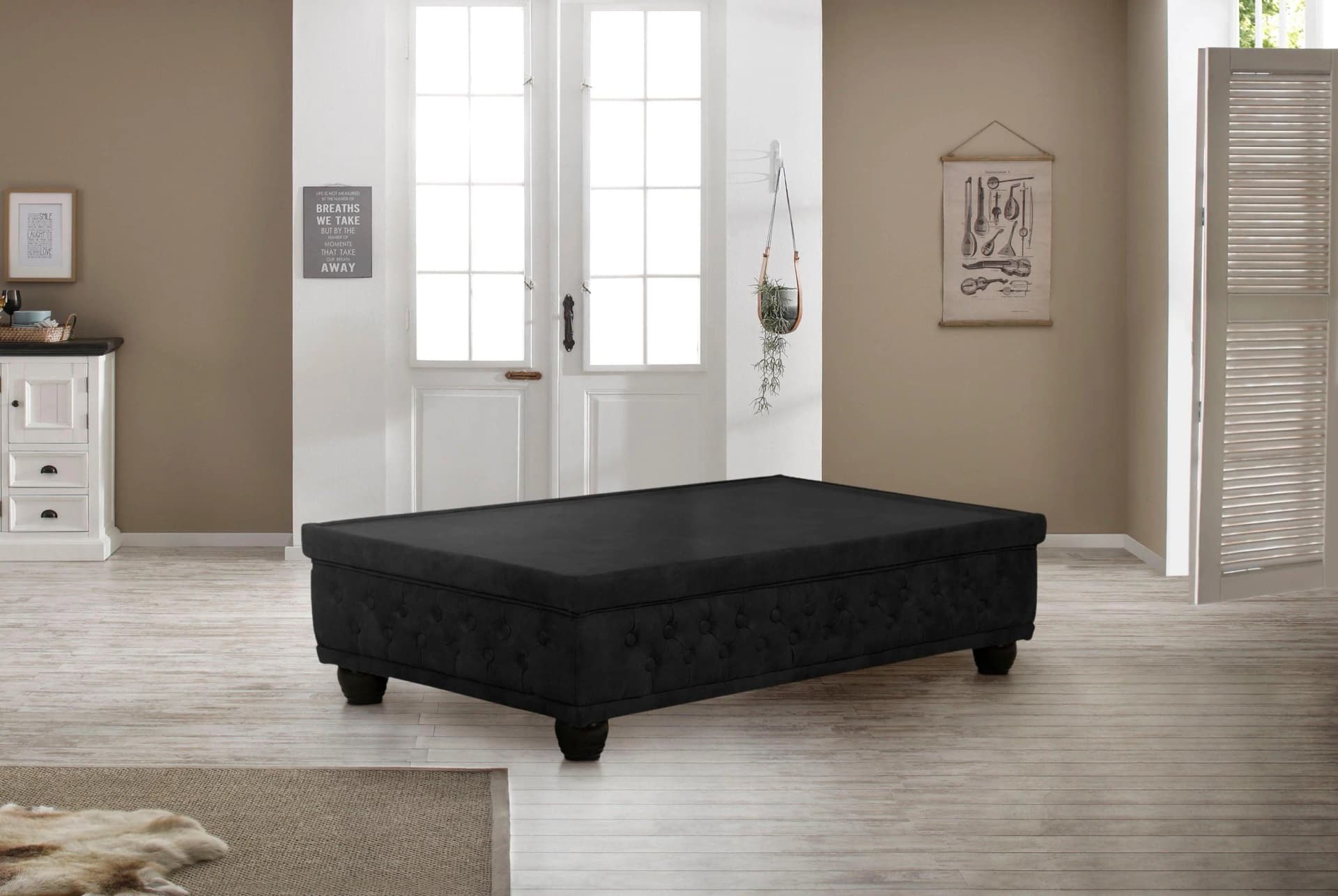 HOME AFFAIRE Couchtisch Rysum Grau Glas Lederoptik