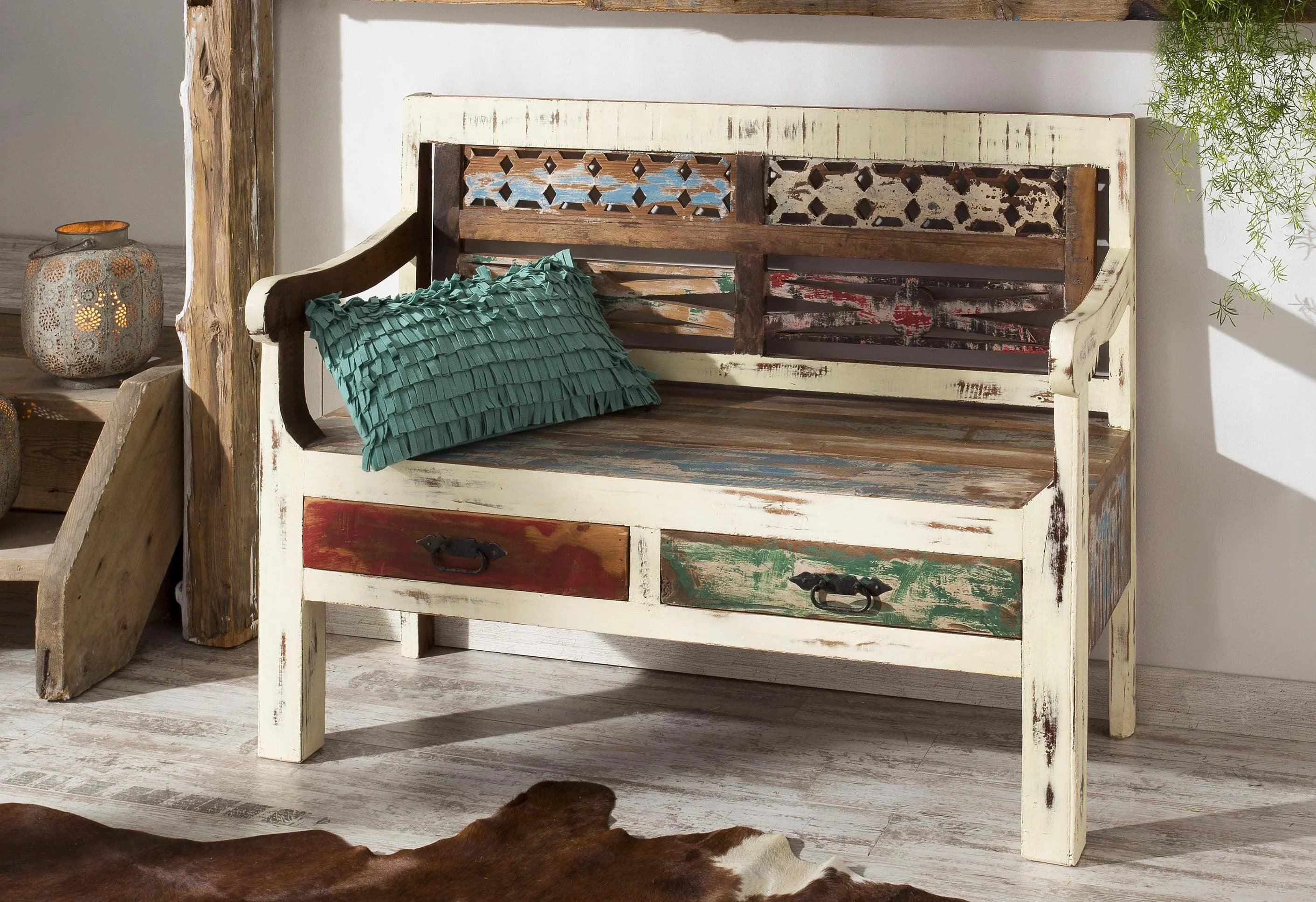 OTTO HOME Sitzbank Goa Bunt Massivholz Vintage-Look