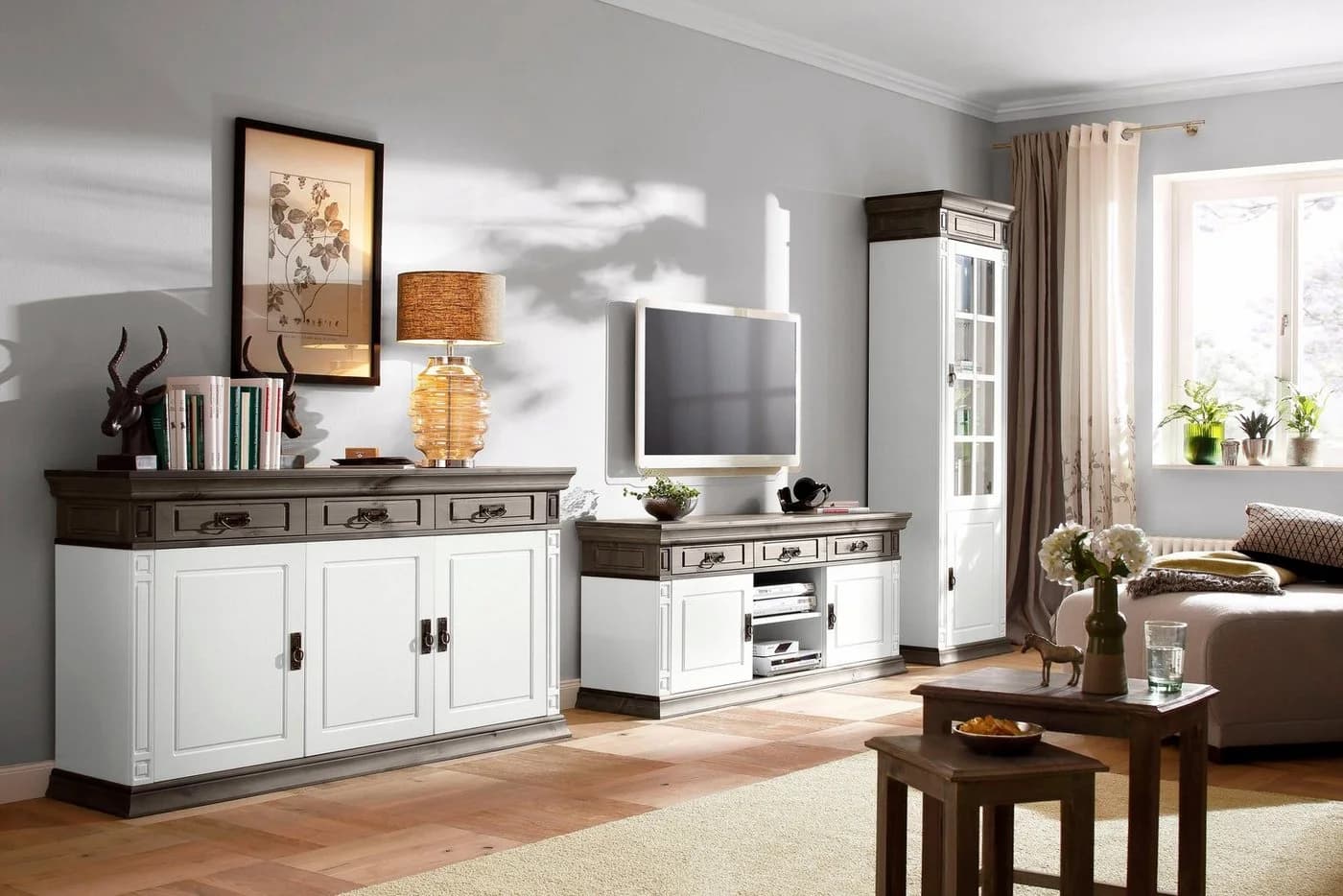 OTTO HOME Vitrine Vinales Weiß Landhausstil Massivholz