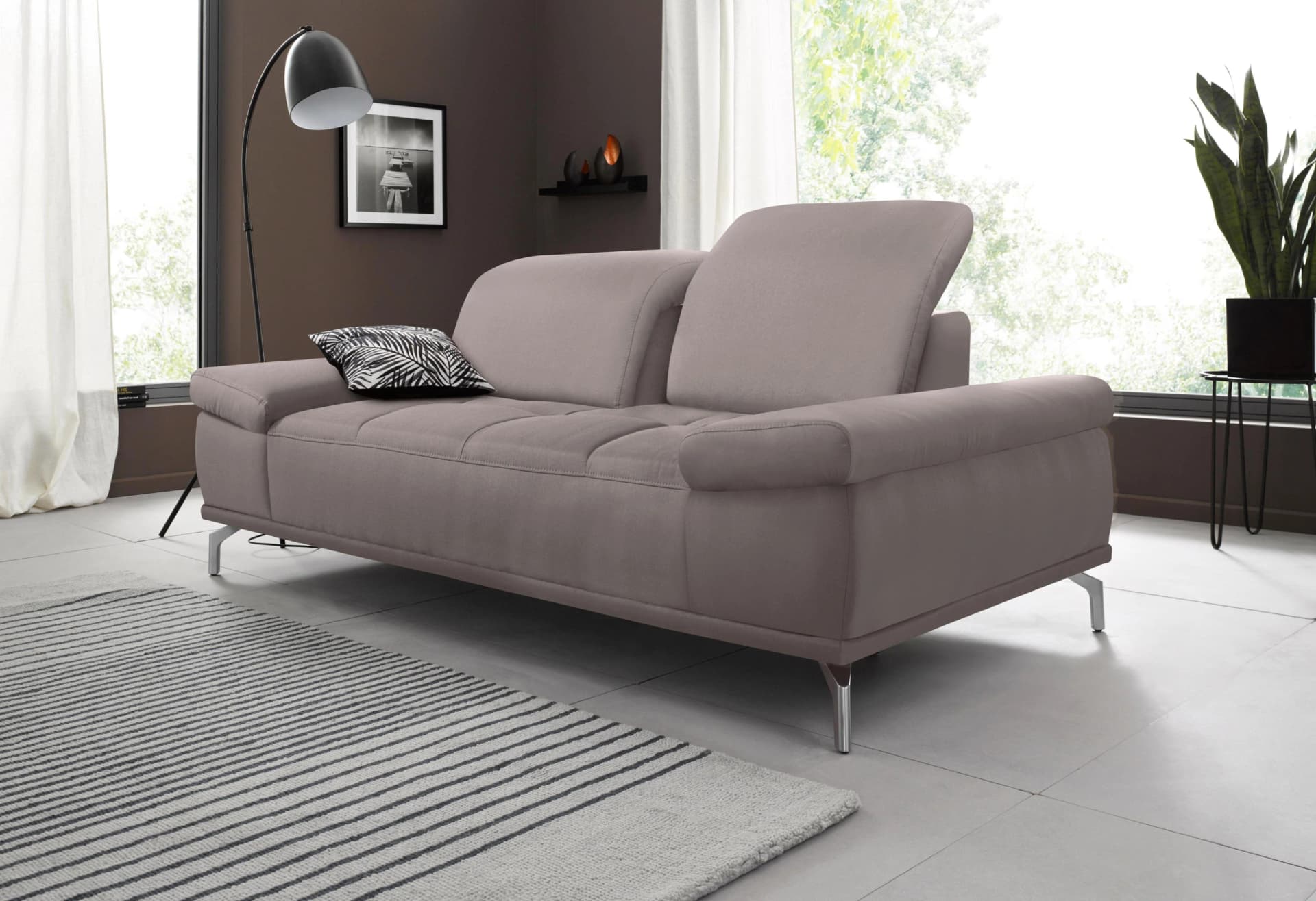 HOME AFFAIRE Caluna 2-Sitzer Sofa hellgrau Vintage-Optik mit Verstellfunktion