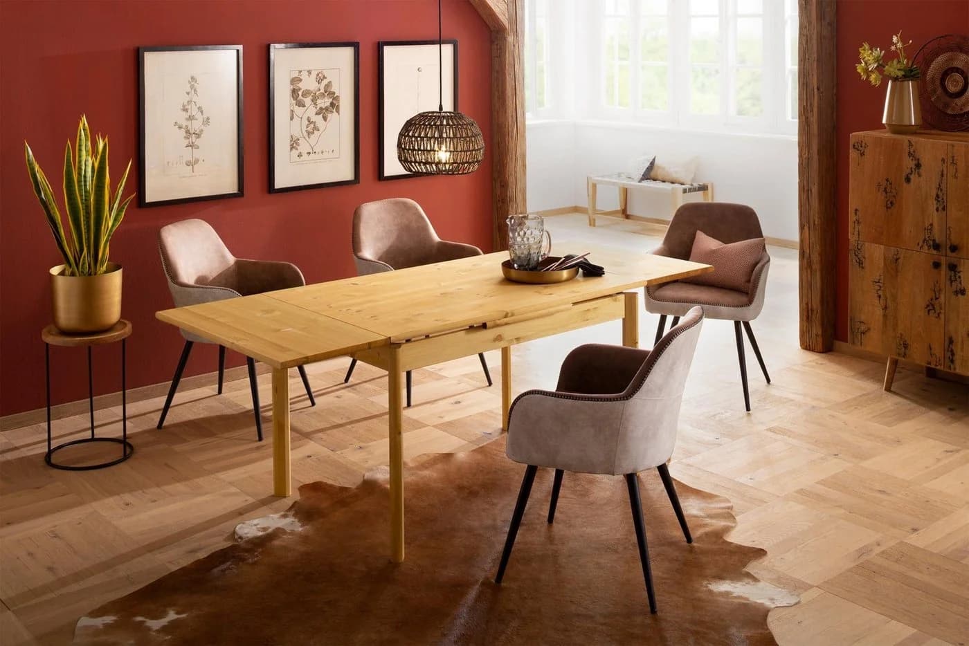 Esstisch OTTO HOME Tirza Beige Natur Massivholz Ausziehbar