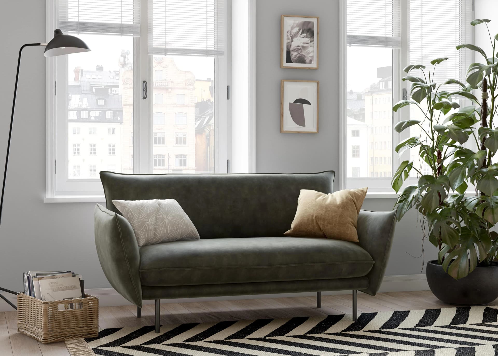 OTTO HOME Sofa Stine 2-Sitzer Dunkelgrün Kissenoptik