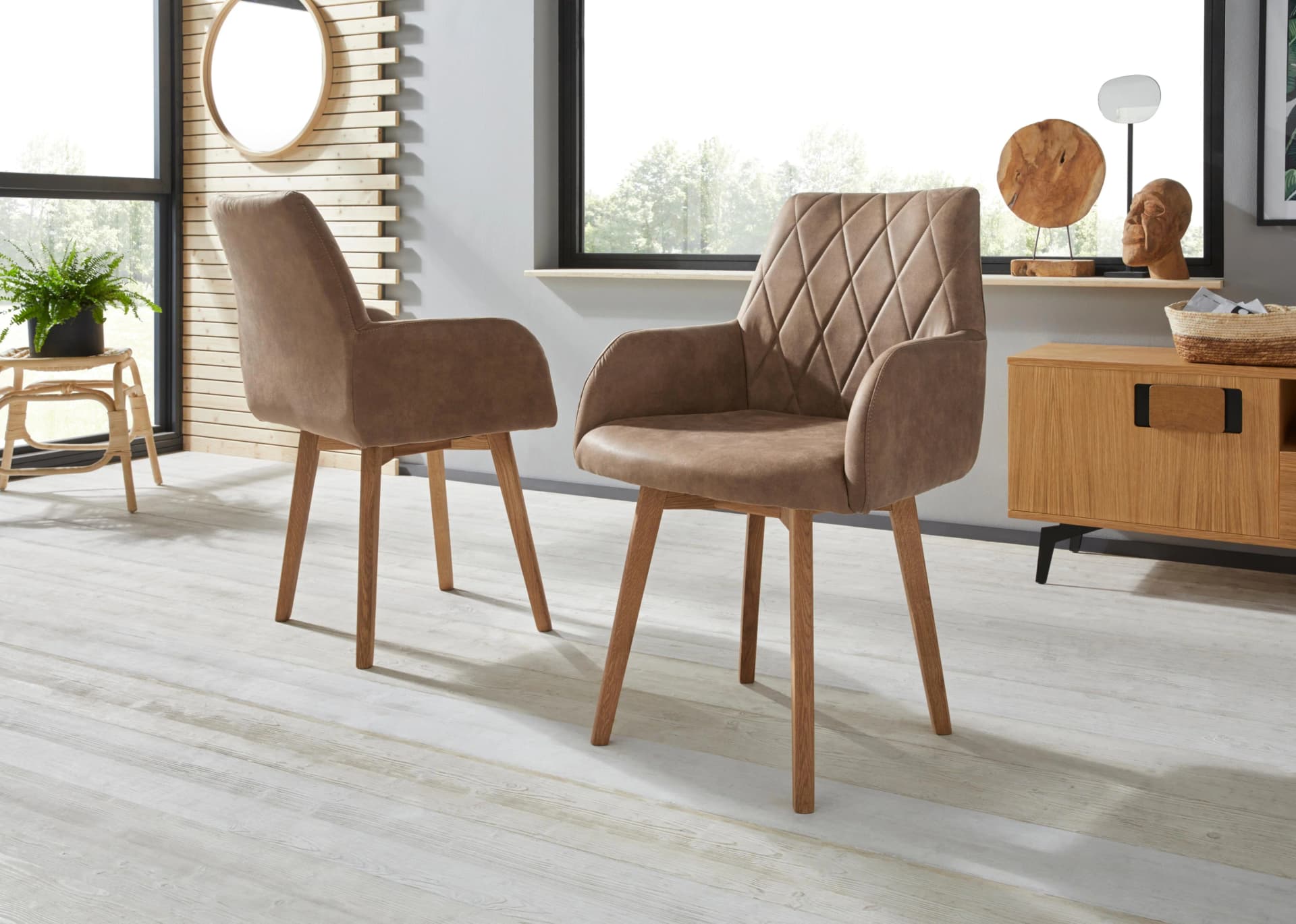 OTTO HOME Esszimmerstuhl Brest Braun Eiche Massivholz