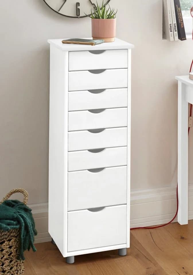 Kommode OTTO HOME Gava Weiß 8 Schubladen Massivholz