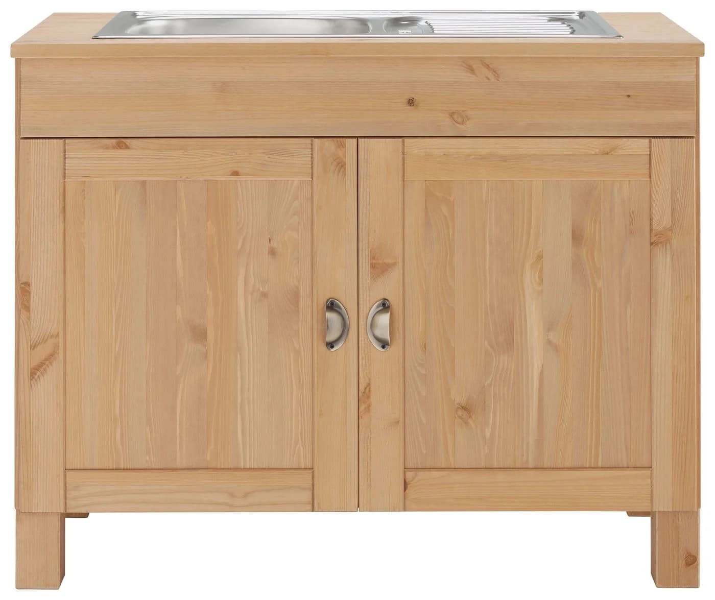 HOME AFFAIRE Spülenschrank Oslo Beige Massivholz mit Einbauspüle