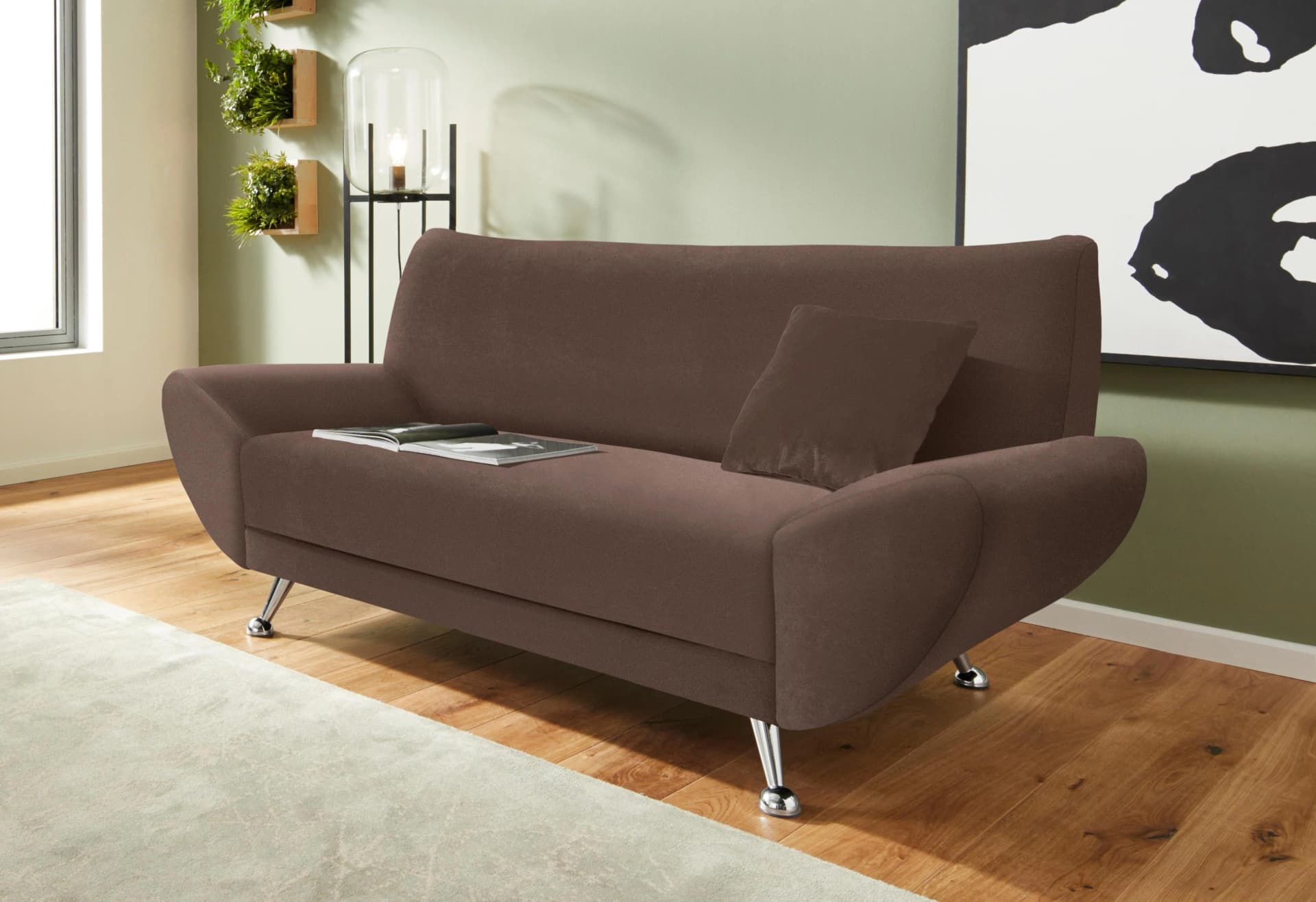 HOME AFFAIRE 2-Sitzer Sofa Saltare Dunkelbraun Metallfüße