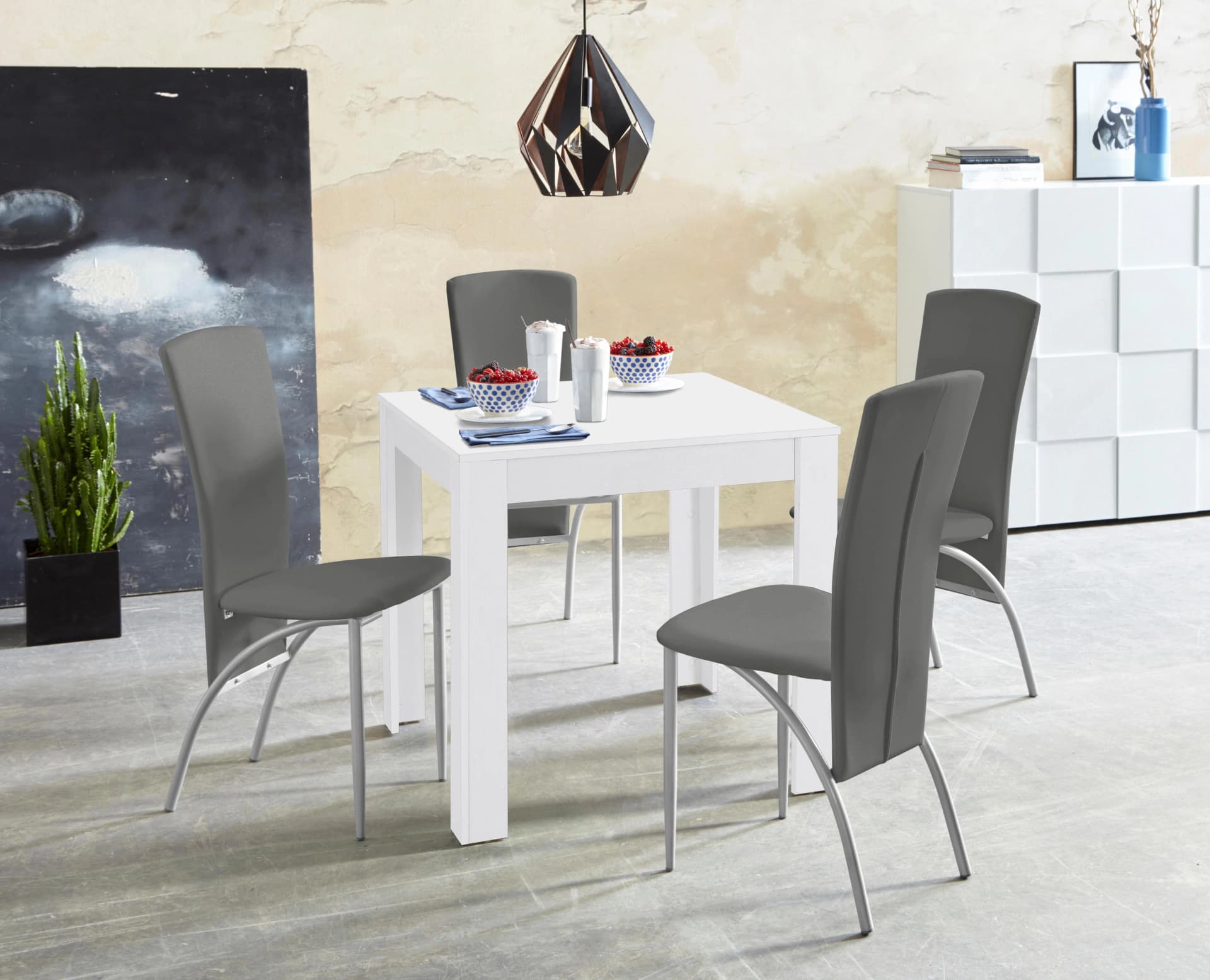 OTTO HOME LynnNico Essgruppe Weiß/Grau 4-tlg.