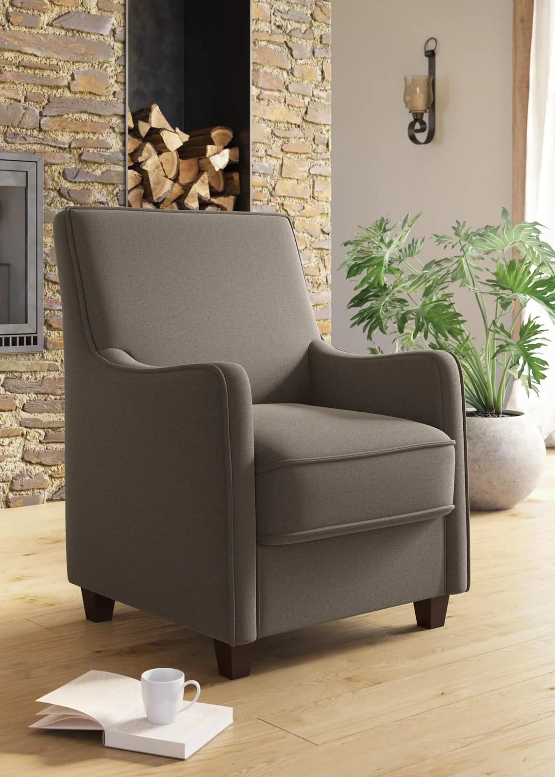 Sessel HOME AFFAIRE County Beige Microfaser Federkern