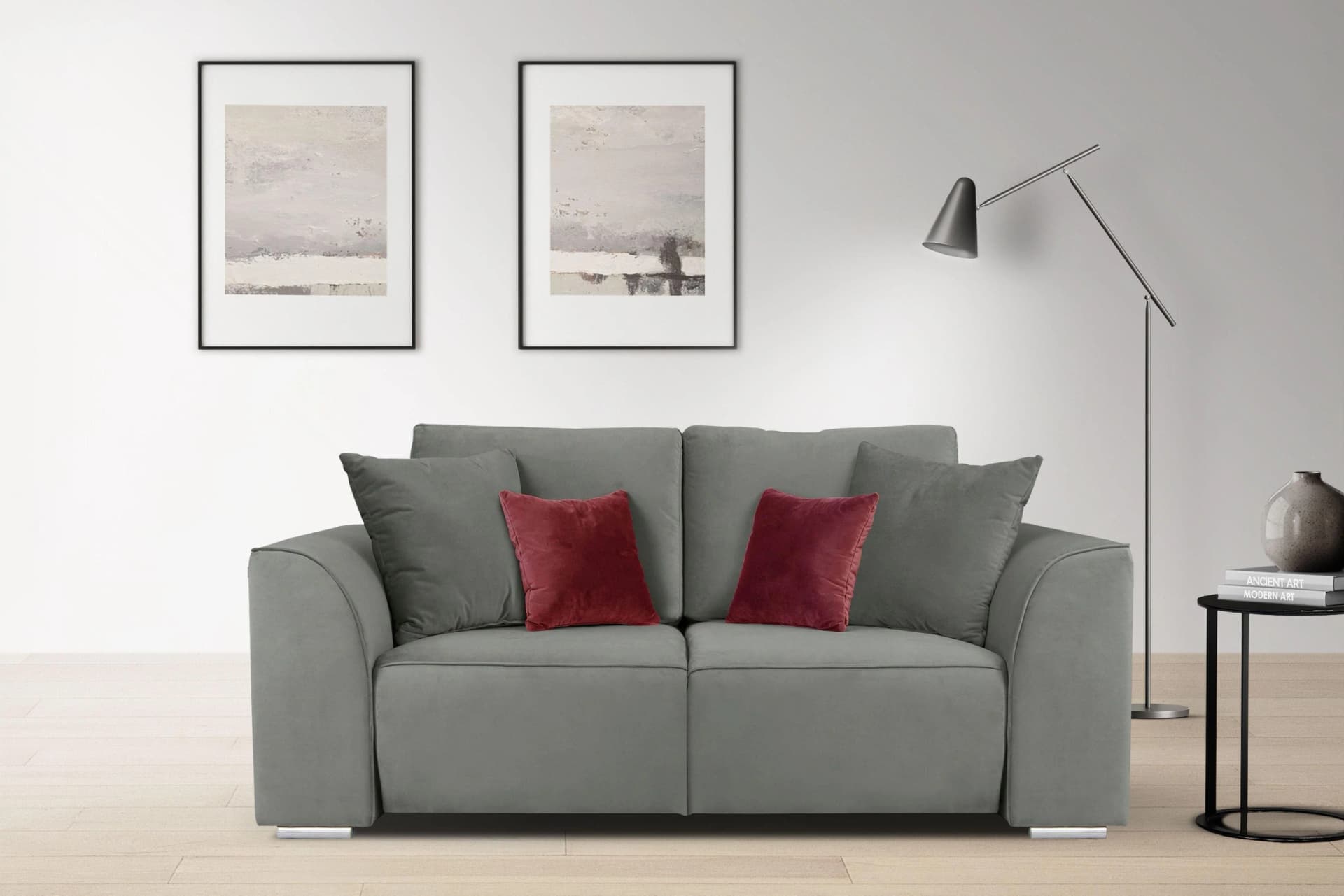 INOSIGN BEATRICE 2-Sitzer Sofa Grau Samtoptik