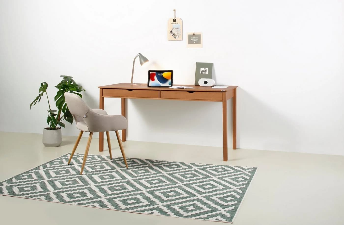 HOME AFFAIRE Schreibtisch Gava Beige Kiefer Massivholz