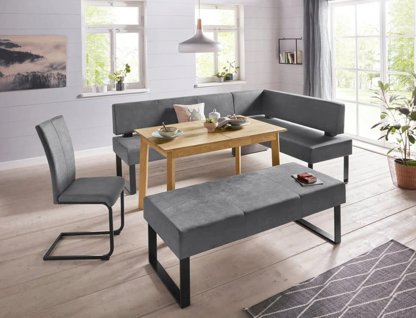 OTTO home Eckbank Oliver Grau Cord Metallgestell