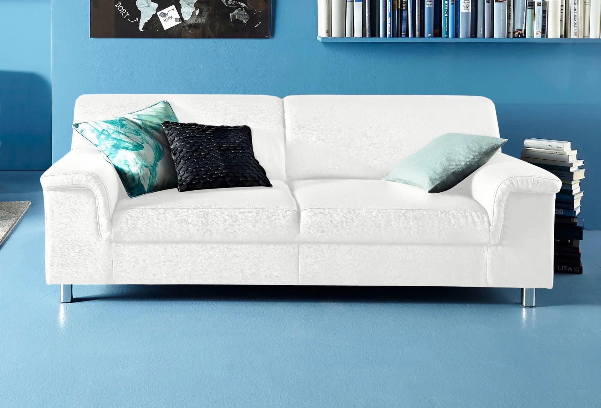 HOME AFFAIRE Jamie 2,5-Sitzer Sofa Weiß Luxus-Kunstleder Modern