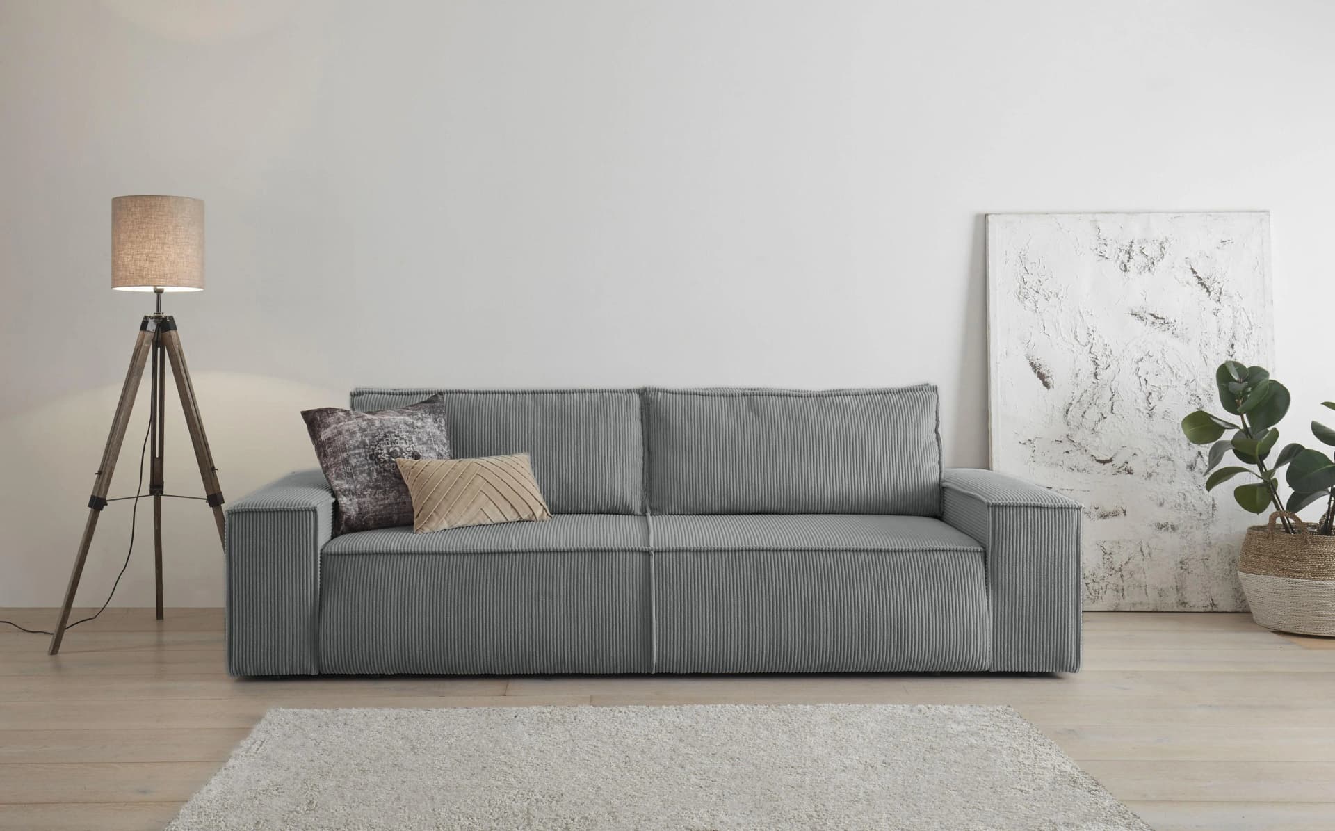 HOME AFFAIRE Schlafsofa Sherwood 3-Sitzer Dunkelgrau mit Bettkasten