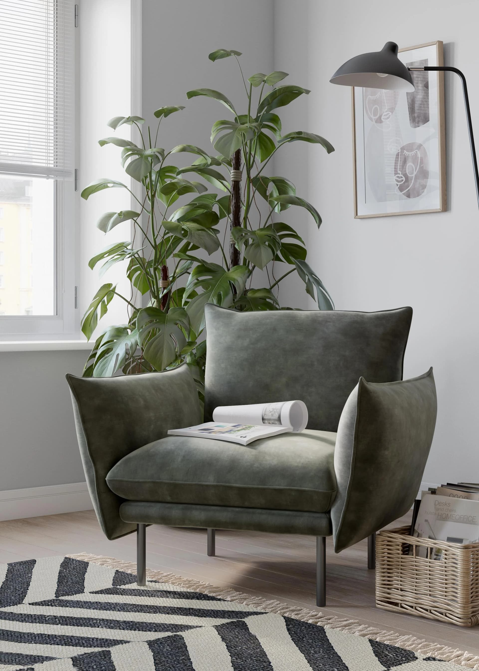 OTTO HOME Stine Cocktailsessel Dunkelgrün Samtoptik
