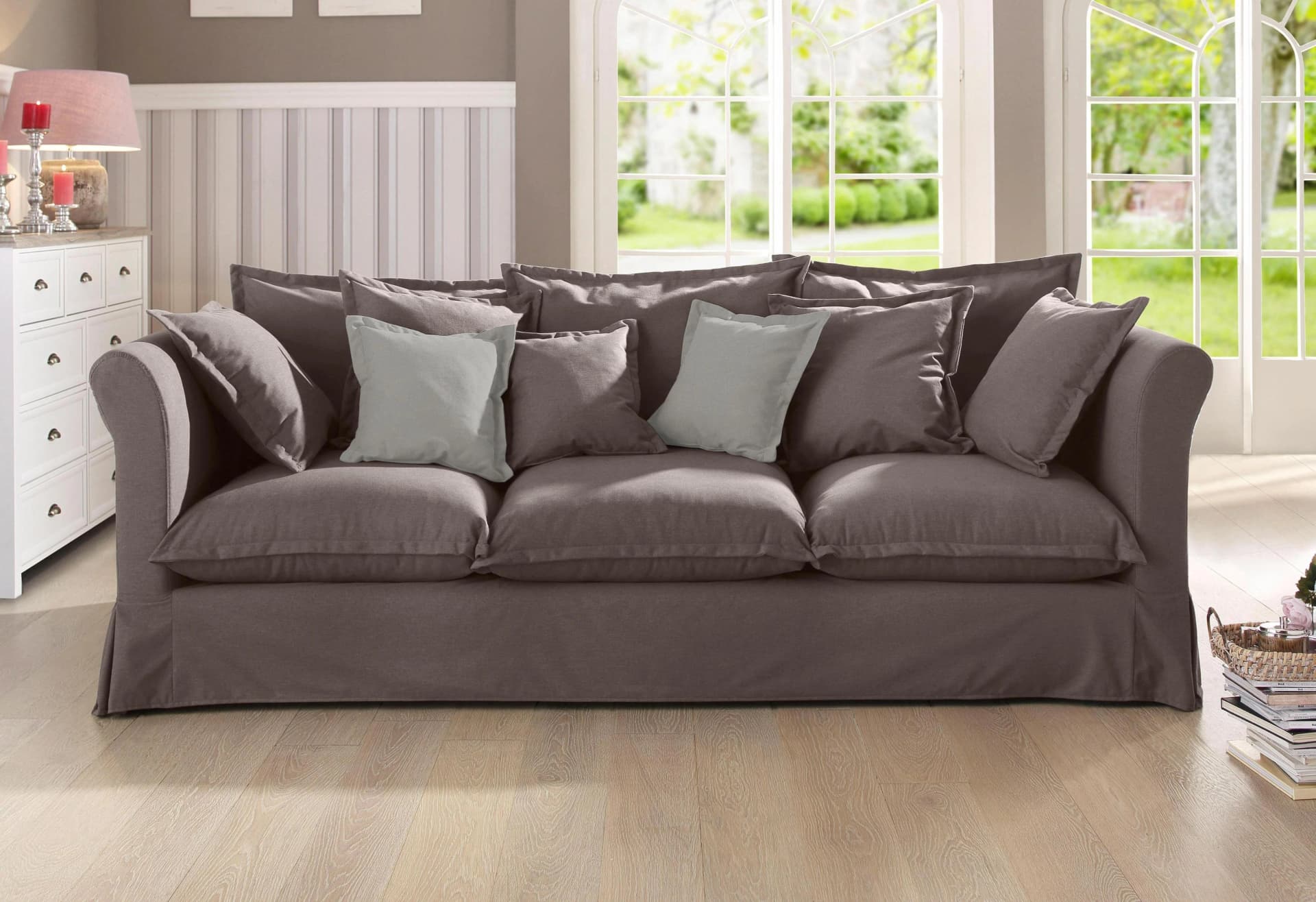 HOME AFFAIRE Luise 3-Sitzer Sofa Braun Webstoff