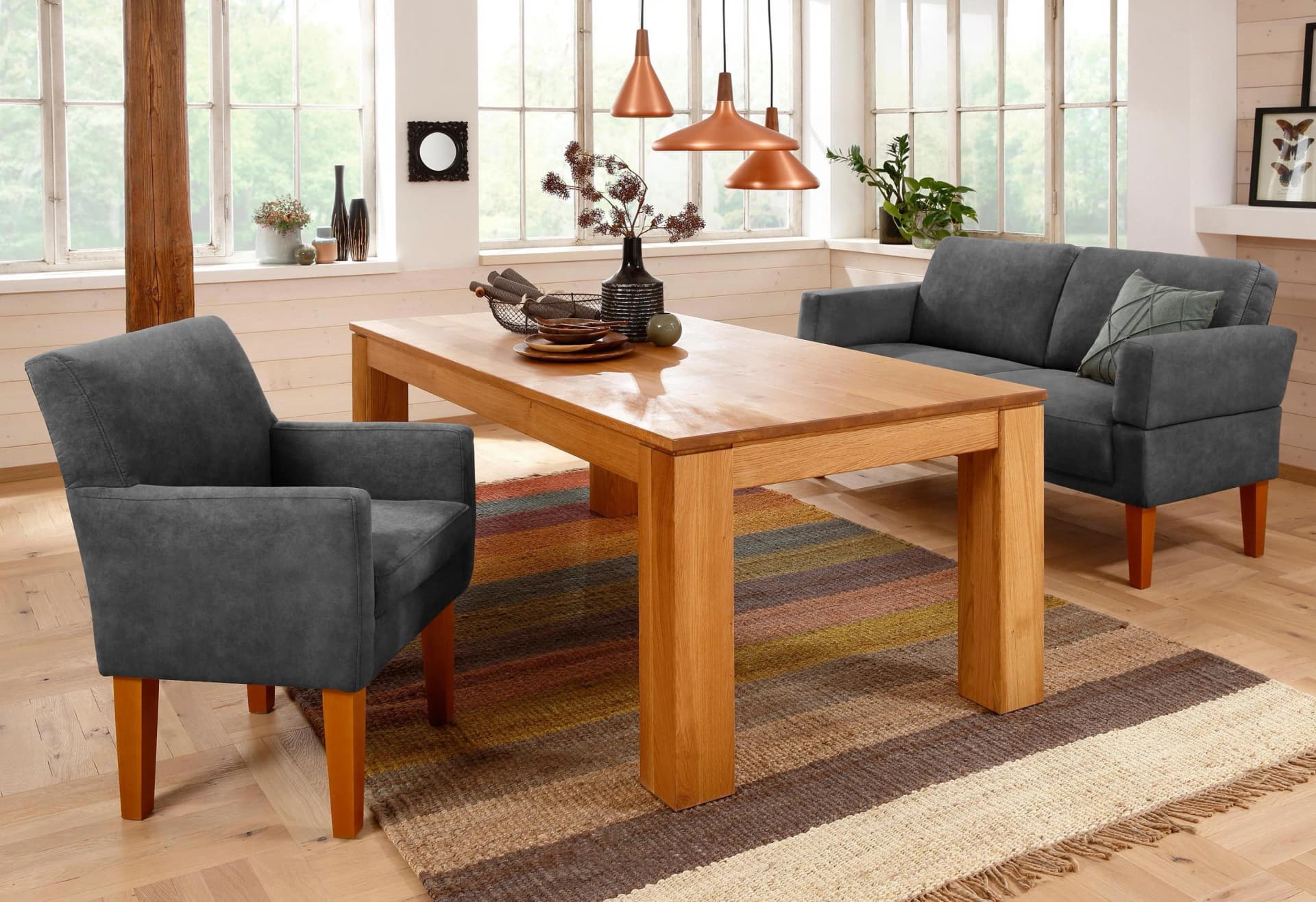 HOME AFFAIRE Sofa Fehmarn 2-Sitzer Anthrazit Microfaser